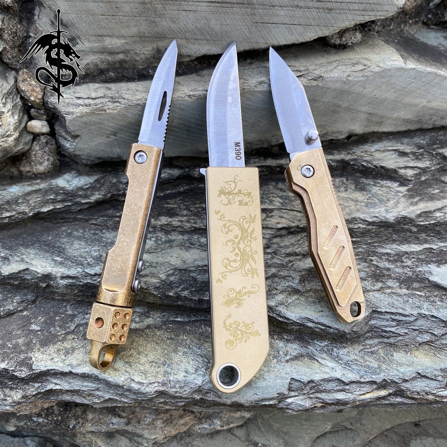 Brass Handle Creative Folding Knife 3 In 1 Pack