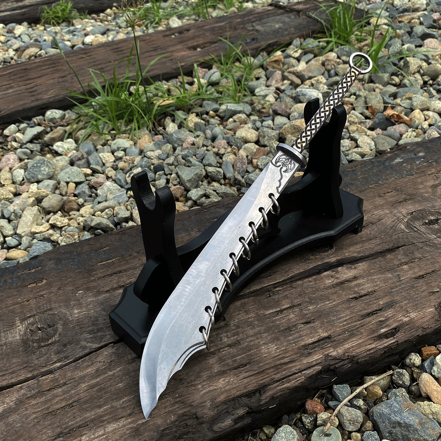 Hand-Forged Nine-ring Broadsword Miniature 32CM/12.6"