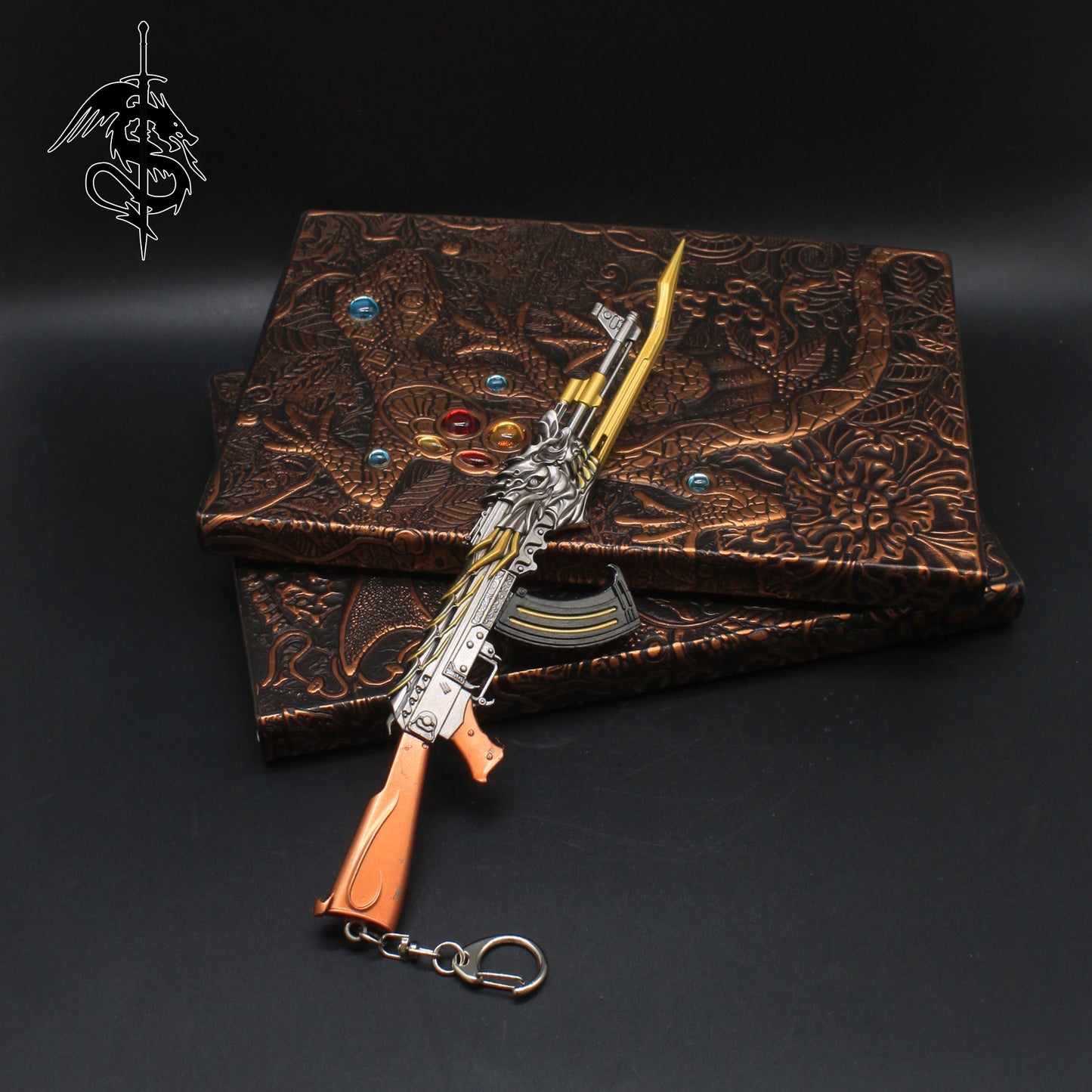 AK47 Fire Kylin AK Rifle Flame Unicorn Head QiLin Gun Miniature