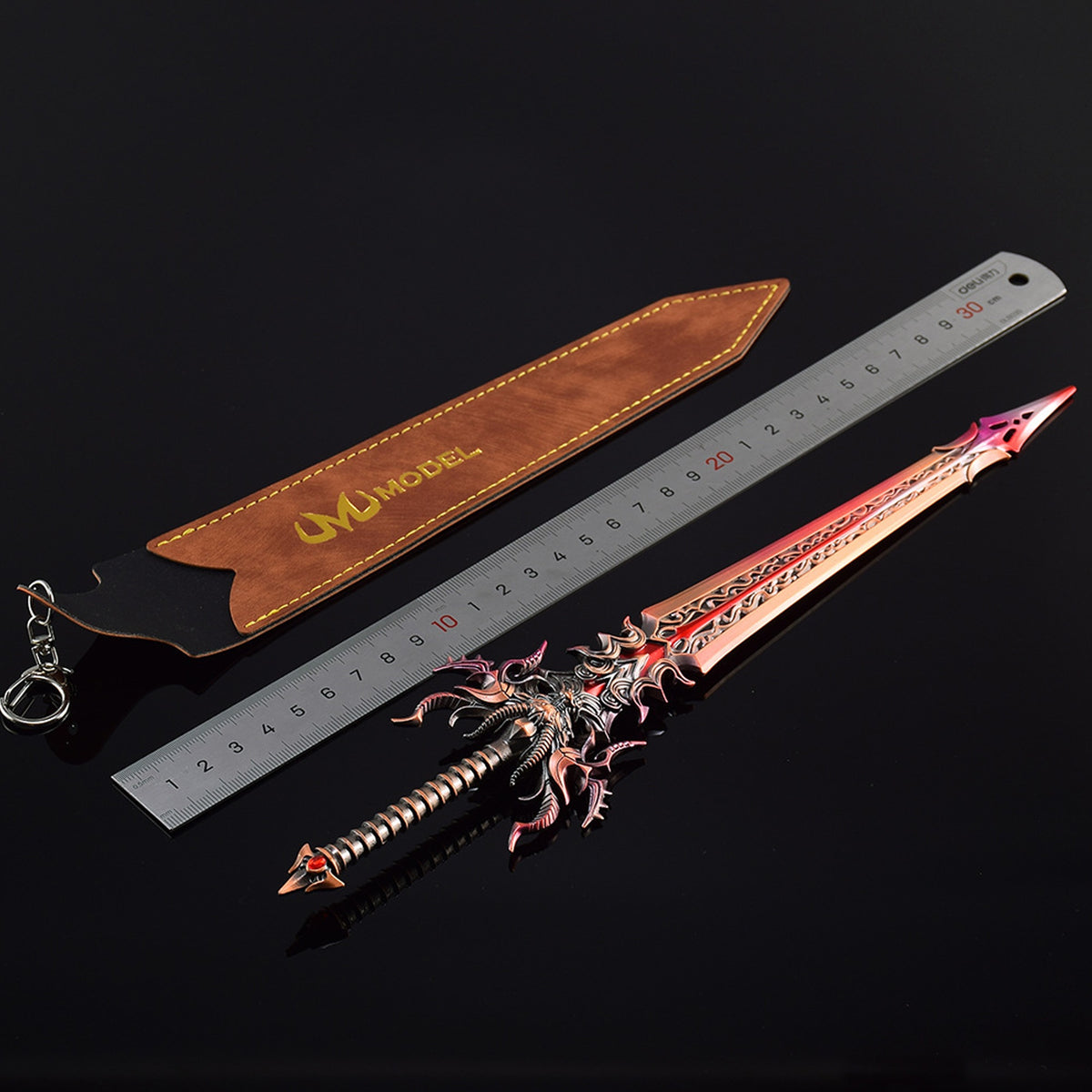 Dark Dragon Emperor Sword Mini Replica, Douluo Anime Alloy Collectible Sword Ornament