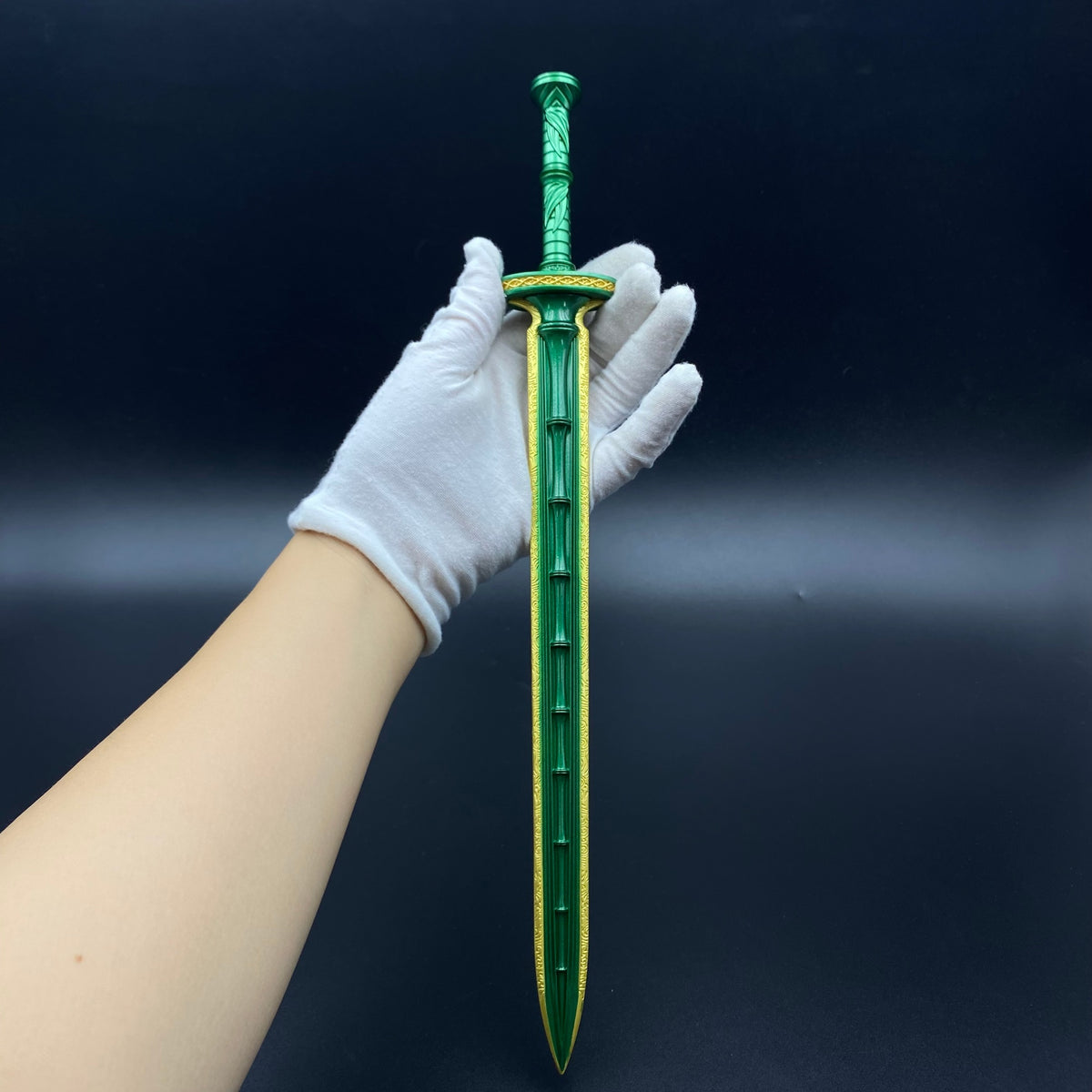38cm/14.96inch Green Bamboo Bee Cloud Sword Metal Replica Xianxia Cultivation Ornament