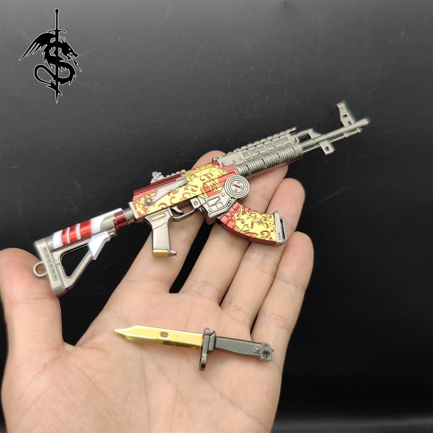 AK47 Metal Miniature With Knife AK47 Figure Weapon