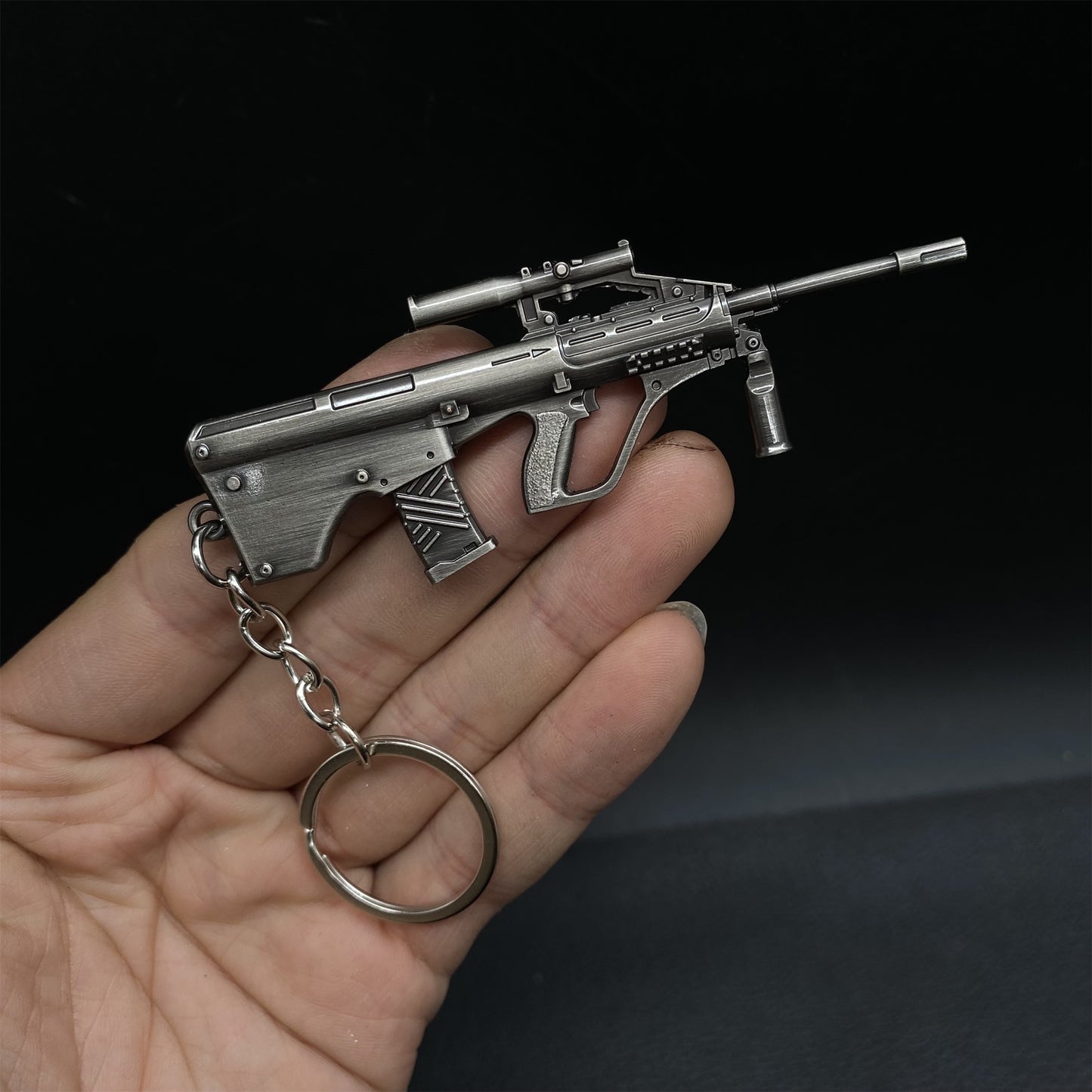Tiny AUG Assault Rifle Metal Gun Keychain