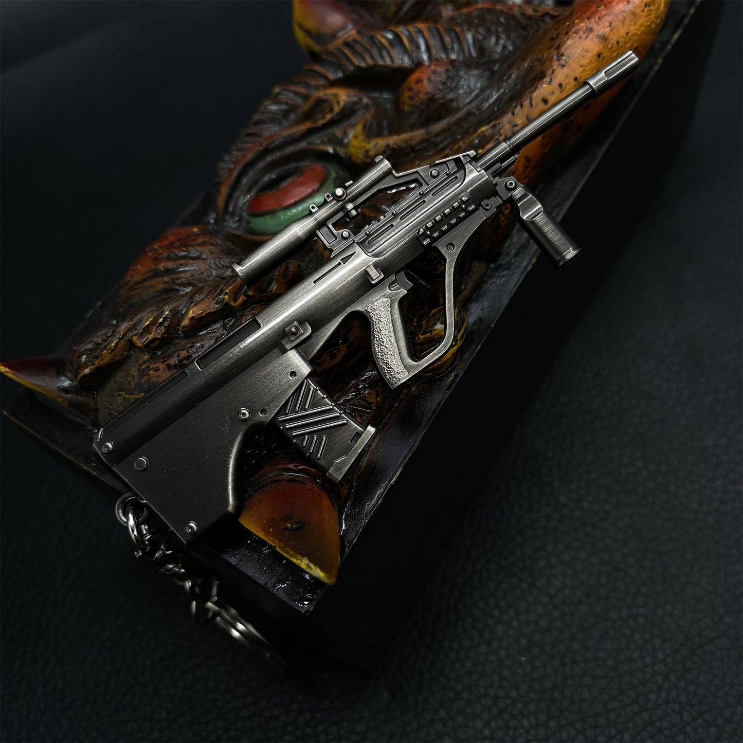 Tiny AUG Assault Rifle Metal Gun Keychain