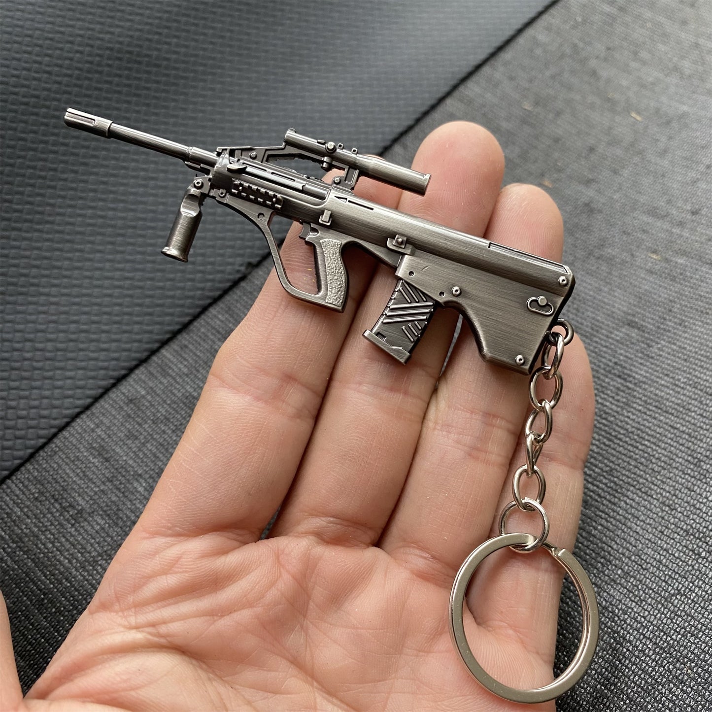 Tiny AUG Assault Rifle Metal Gun Keychain