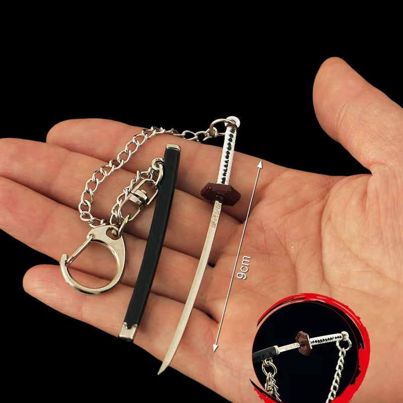 Japanese Anime Samurai Sword Miniature Metal Keychain Pendant