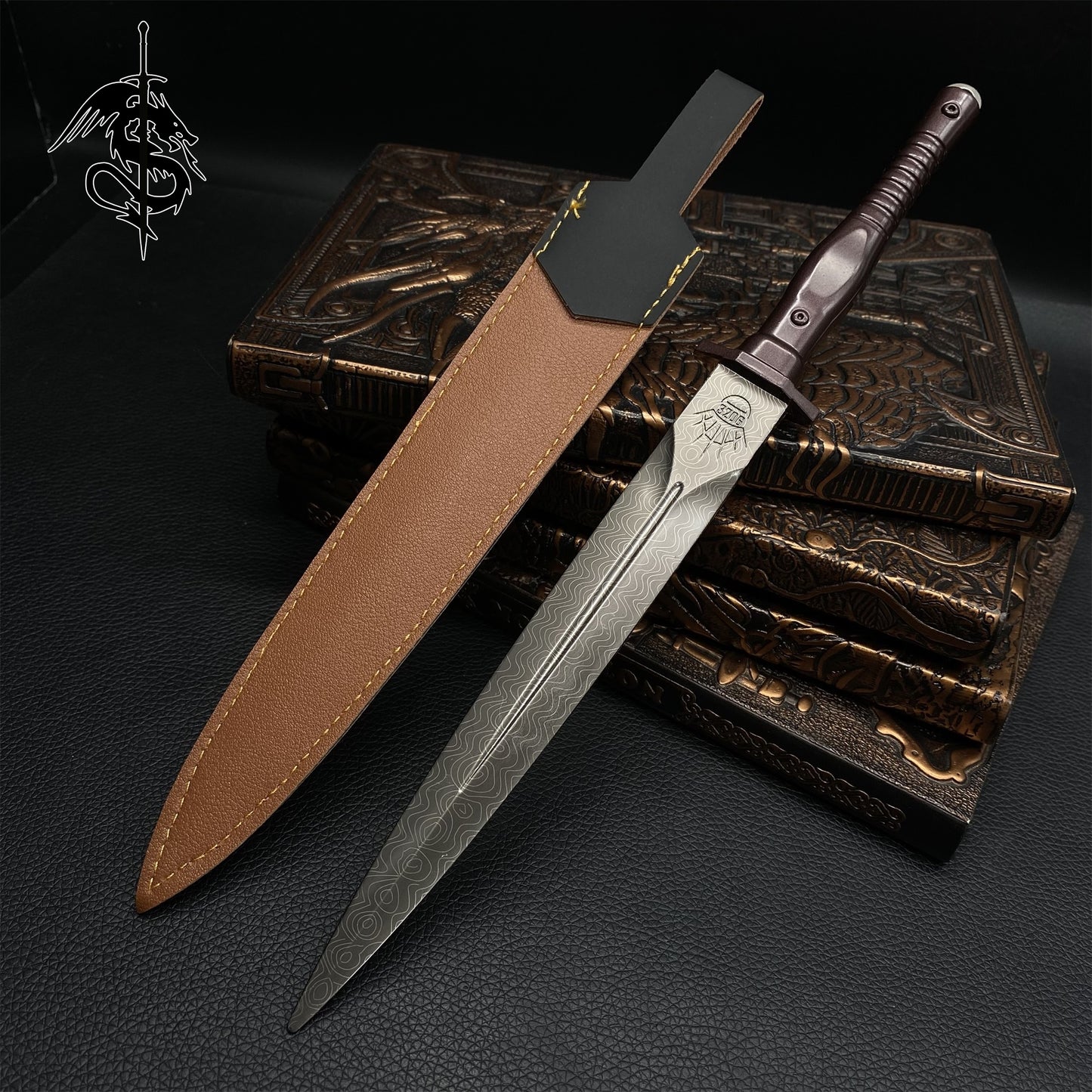 11.5'' Damascus Assault Dagger Small Metal Replica