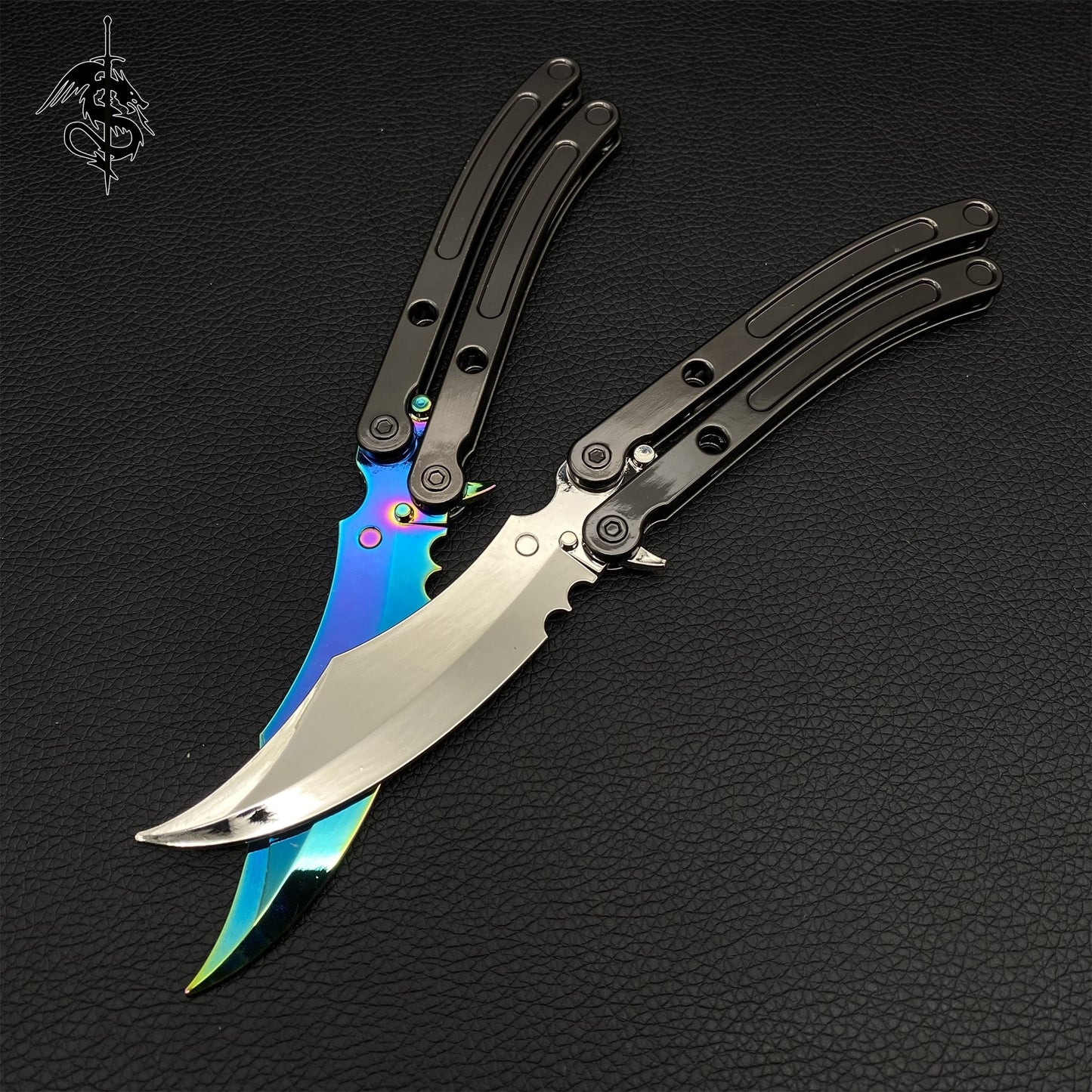 Metal Black Market Butterfly Knife Balisong Replica 2 In 1 Pack