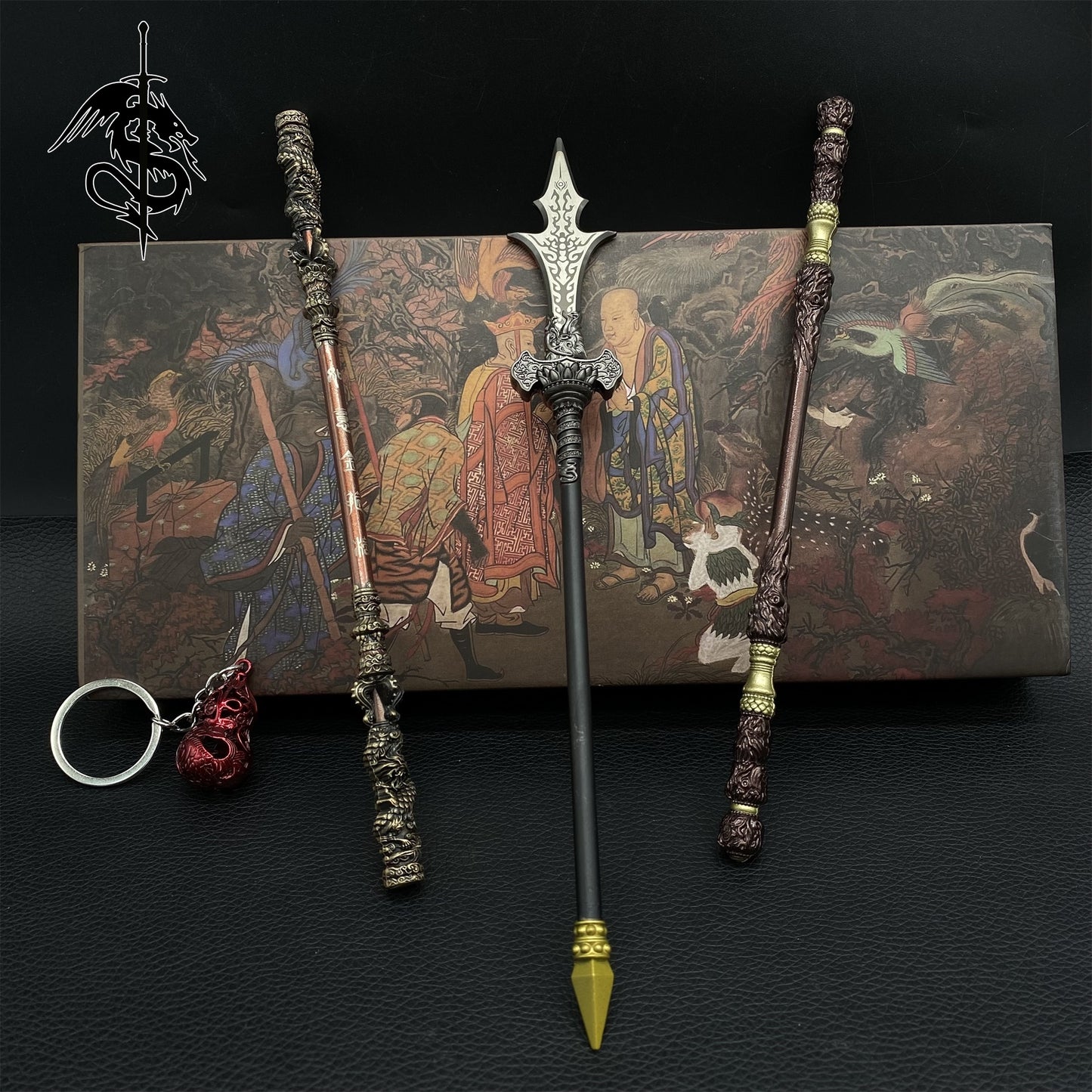 Black Myth: Wukong Bars & Yangjian Trident Metal Props Replica 4 In 1 Gift Box