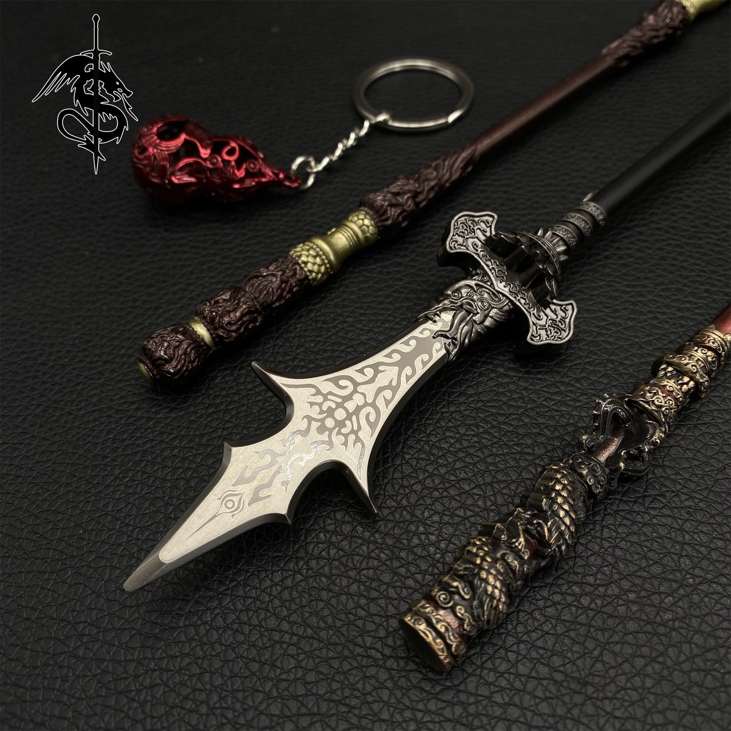 Black Myth: Wukong Bars & Yangjian Trident Metal Props Replica 4 In 1 Gift Box