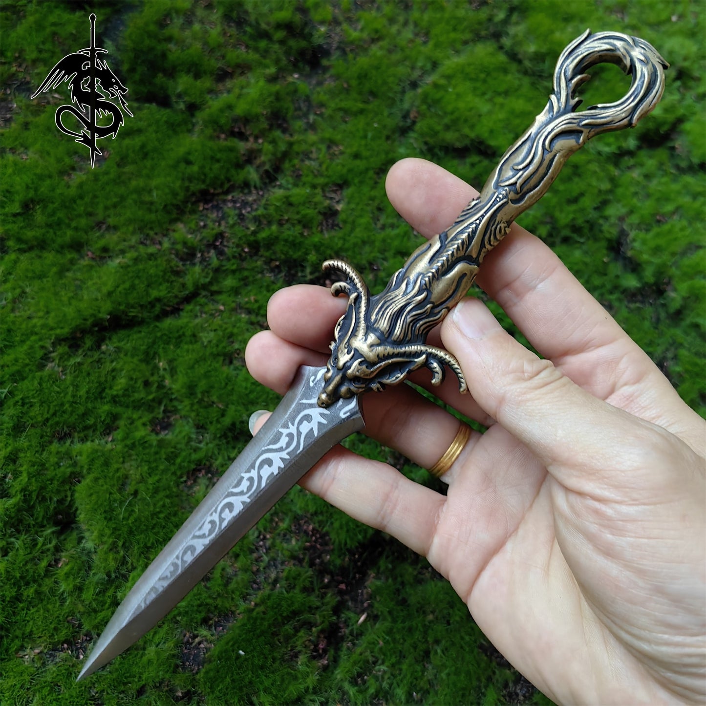 Brass Dragon Tea Knife Hand Forged Short Sword Letter Opener