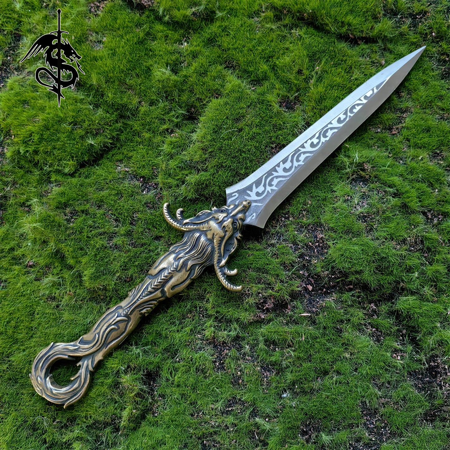 Brass Dragon Tea Knife Hand Forged Short Sword Letter Opener