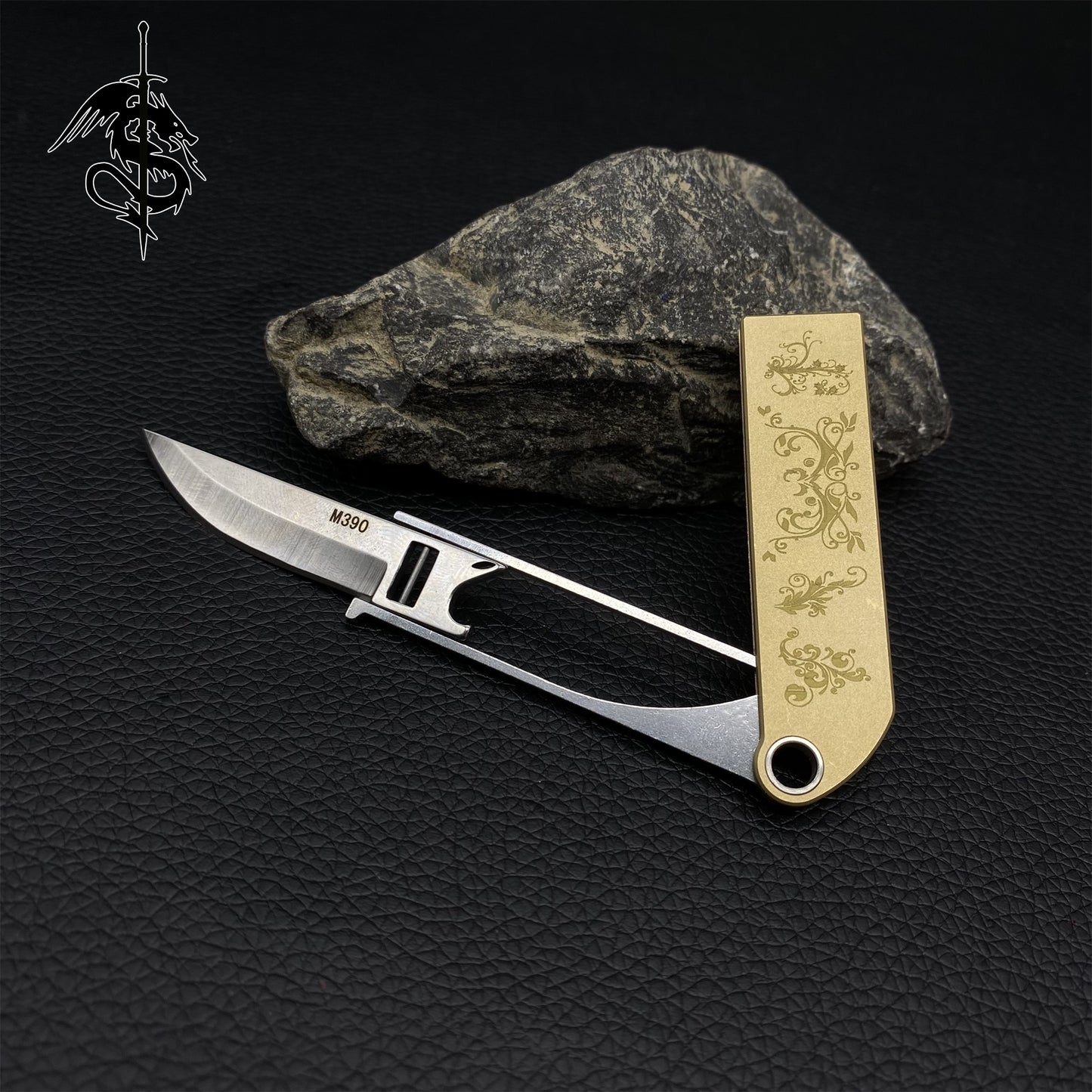 Brass Handle M390 Steel Creative EDC Folding Knife