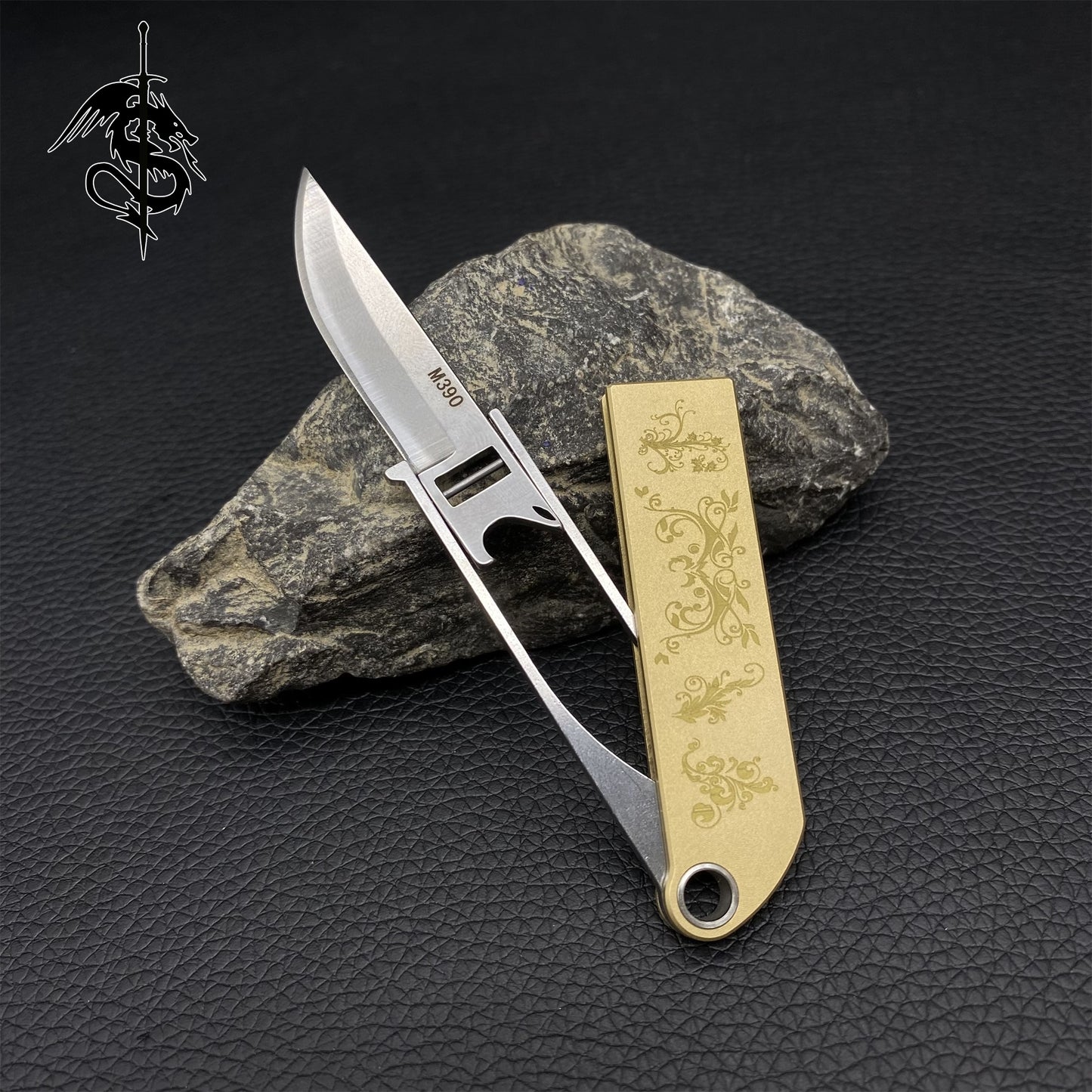 Brass Handle M390 Steel Creative EDC Folding Knife
