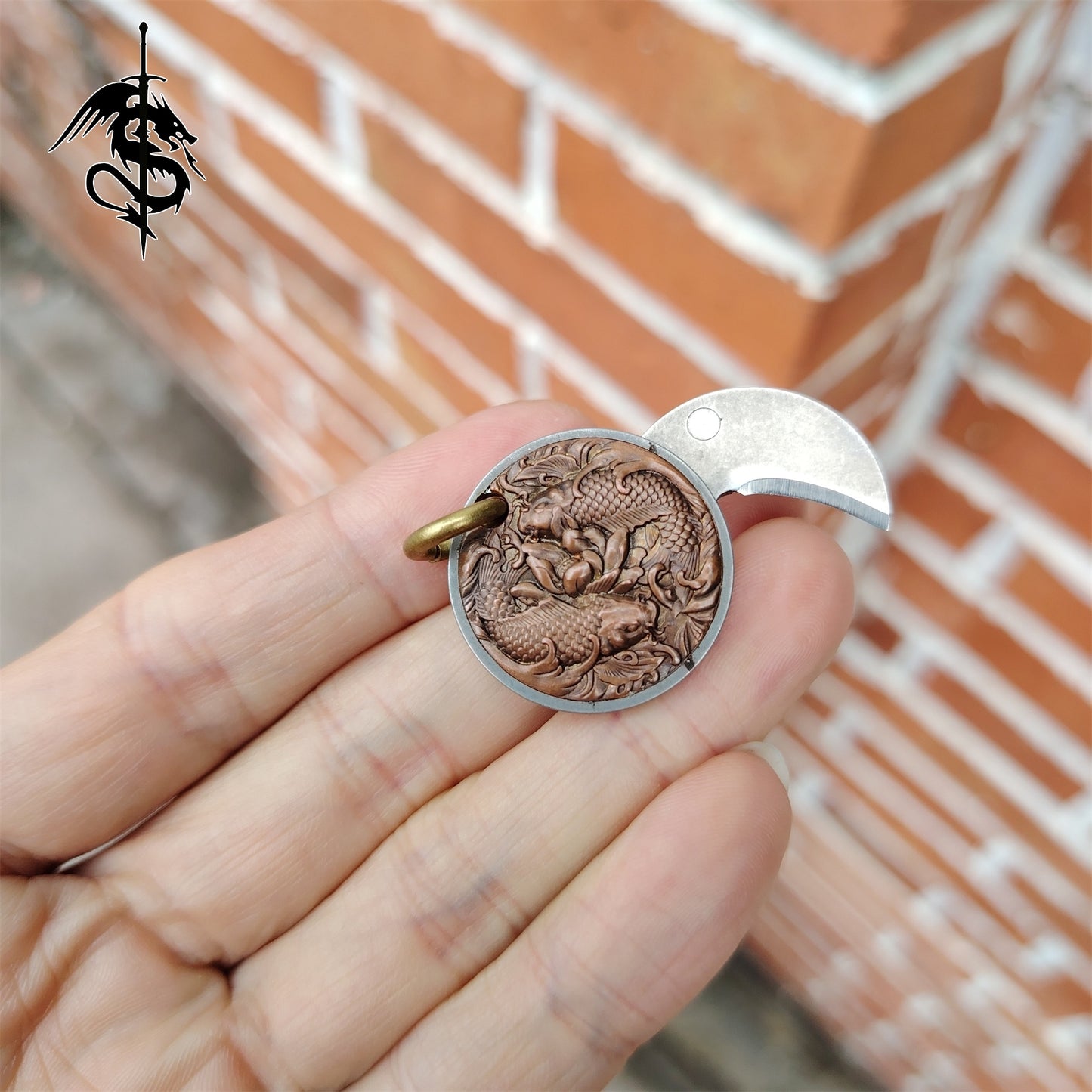 Chinese Style Goldfish Coin EDC Tool Knife Ocean Inspired Necklace