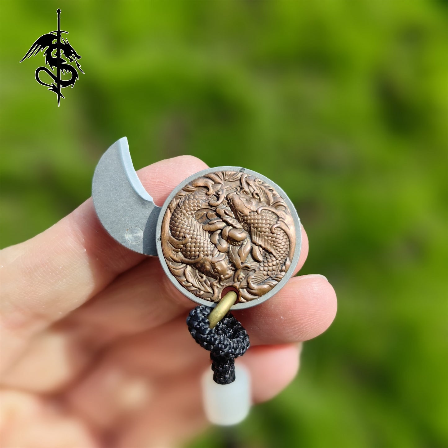 Chinese Style Goldfish Coin EDC Tool Knife Ocean Inspired Necklace