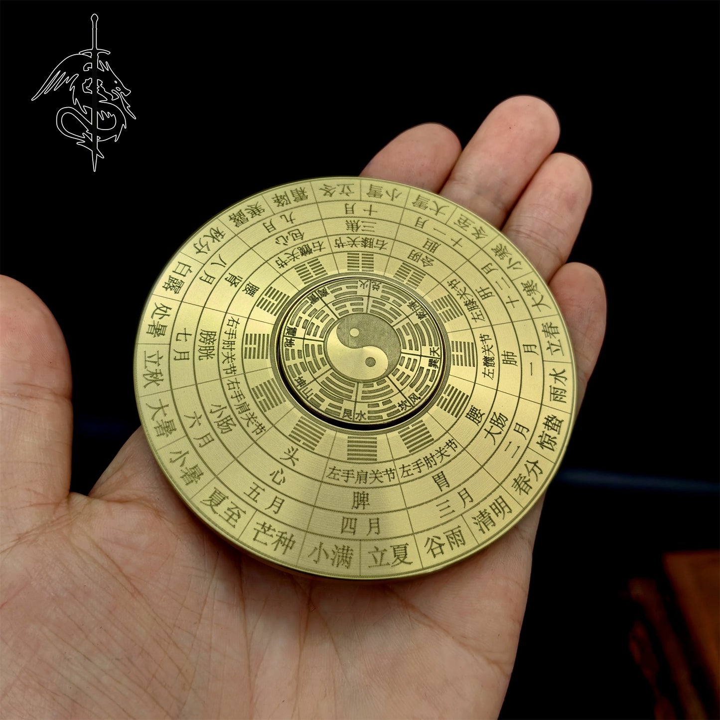 Brass Bagua Compass Finger Spinner