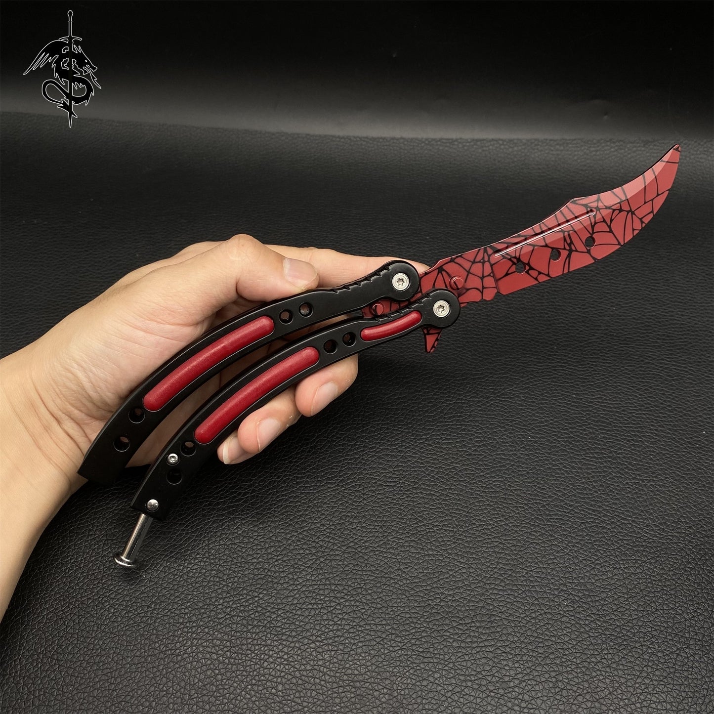 Crimson Web Skin Balisong & Stickers & 4 Keychains &Random 1 AK With Gift Case