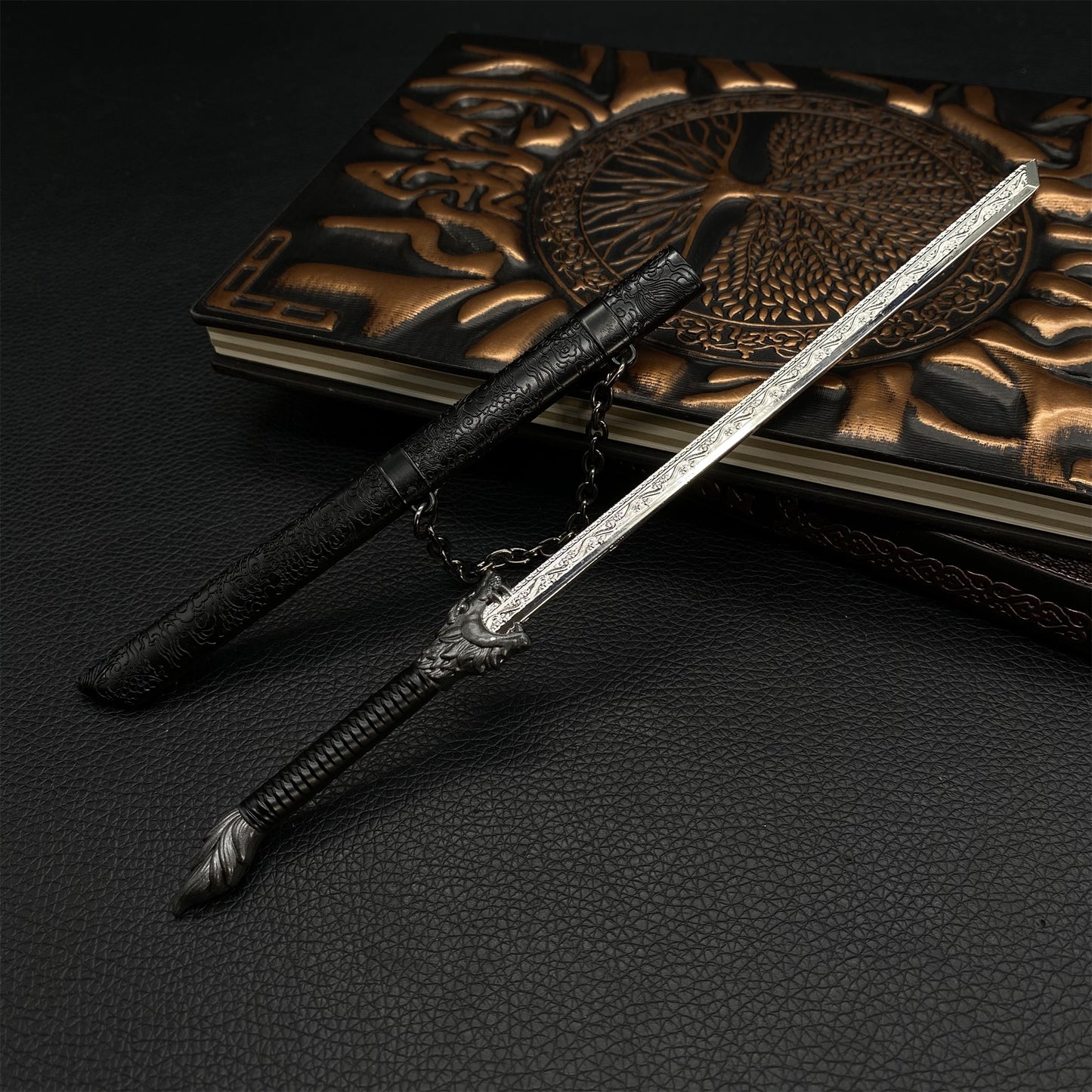 Chinese Ancient Dragon Spirit Black Sword Metal Replica