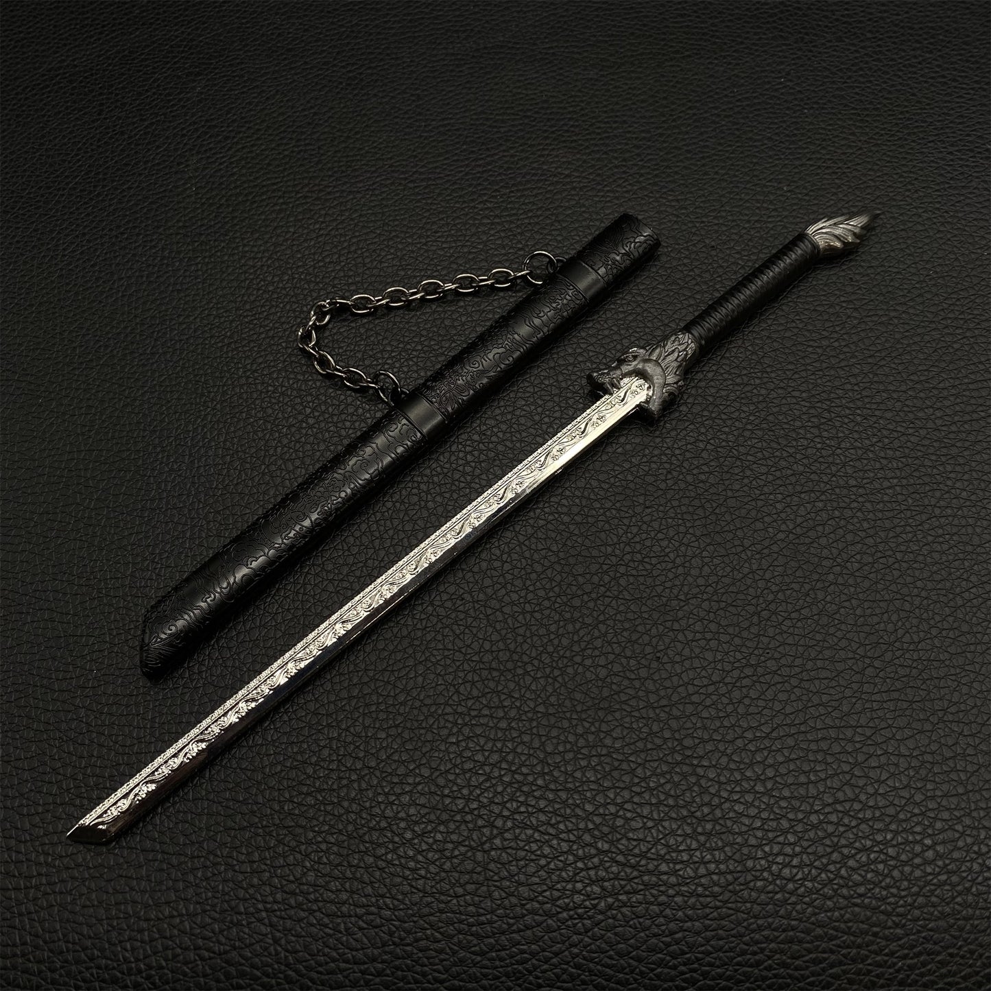 Chinese Ancient Dragon Spirit Black Sword Metal Replica