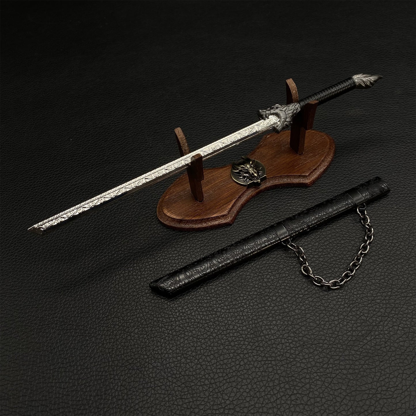 Chinese Ancient Dragon Spirit Black Sword Metal Replica