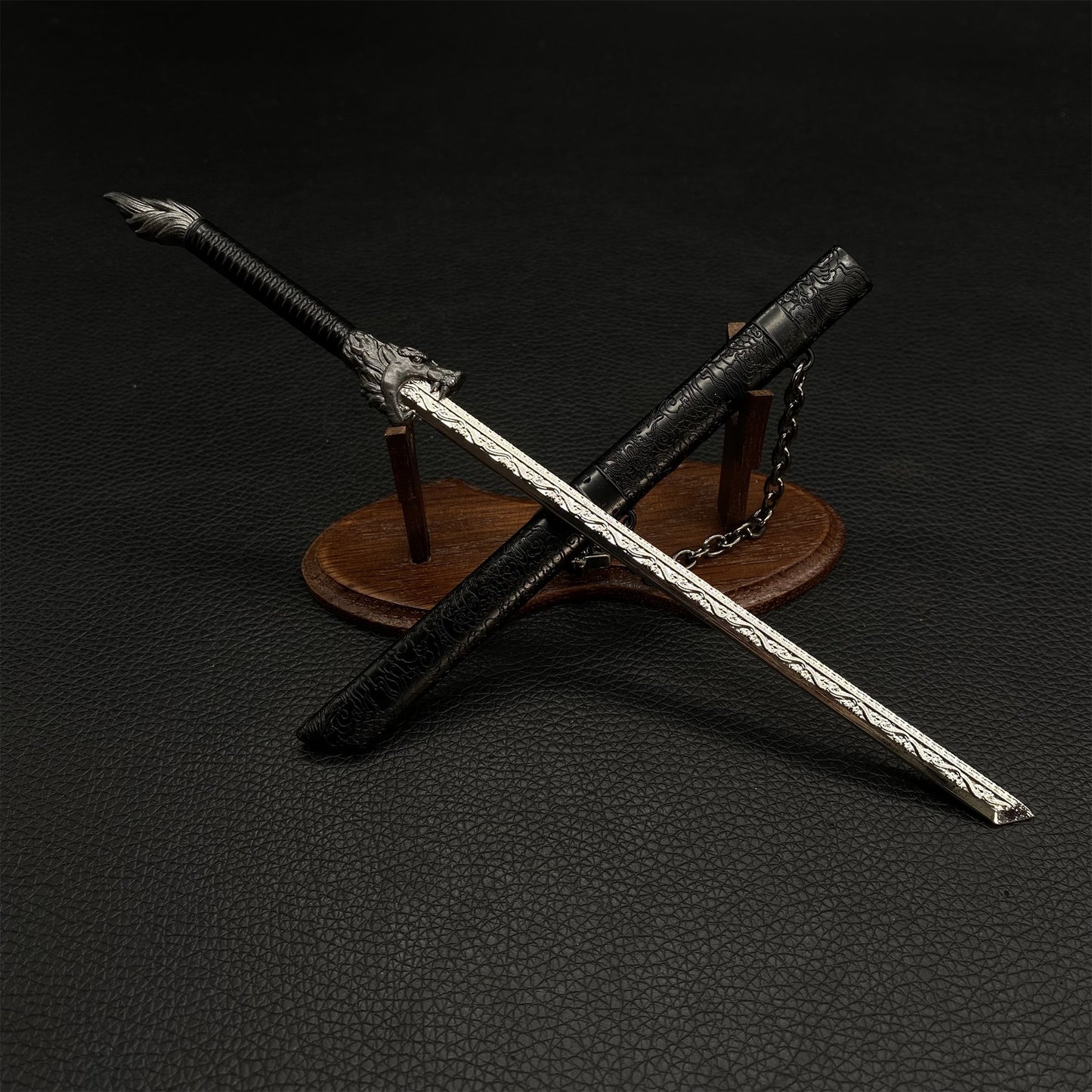 Chinese Ancient Dragon Spirit Black Sword Metal Replica