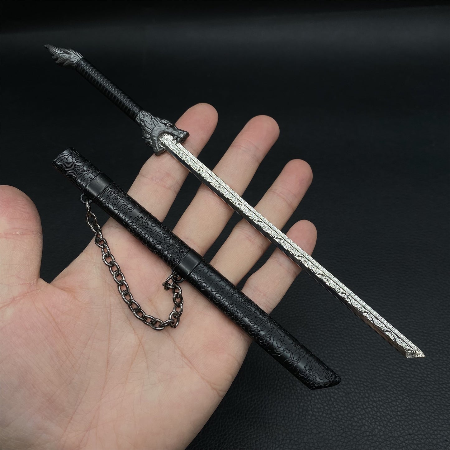 Chinese Ancient Dragon Spirit Black Sword Metal Replica