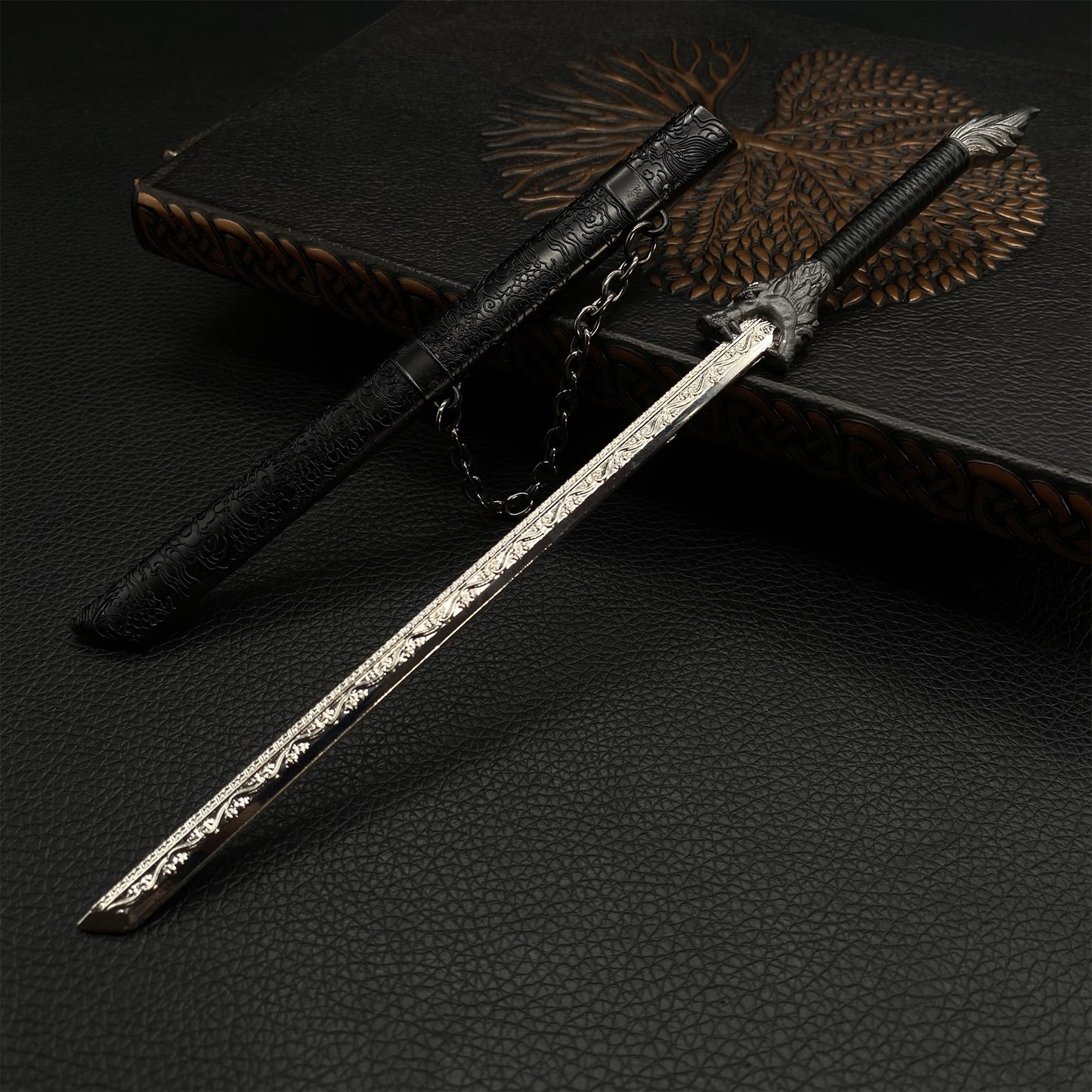 Chinese Ancient Dragon Spirit Black Sword Metal Replica