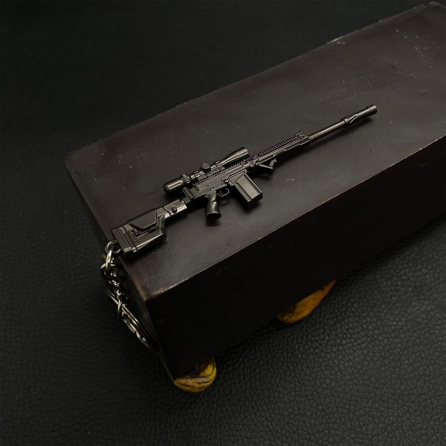 Tiny FAL Assault Metal Gun Keychain