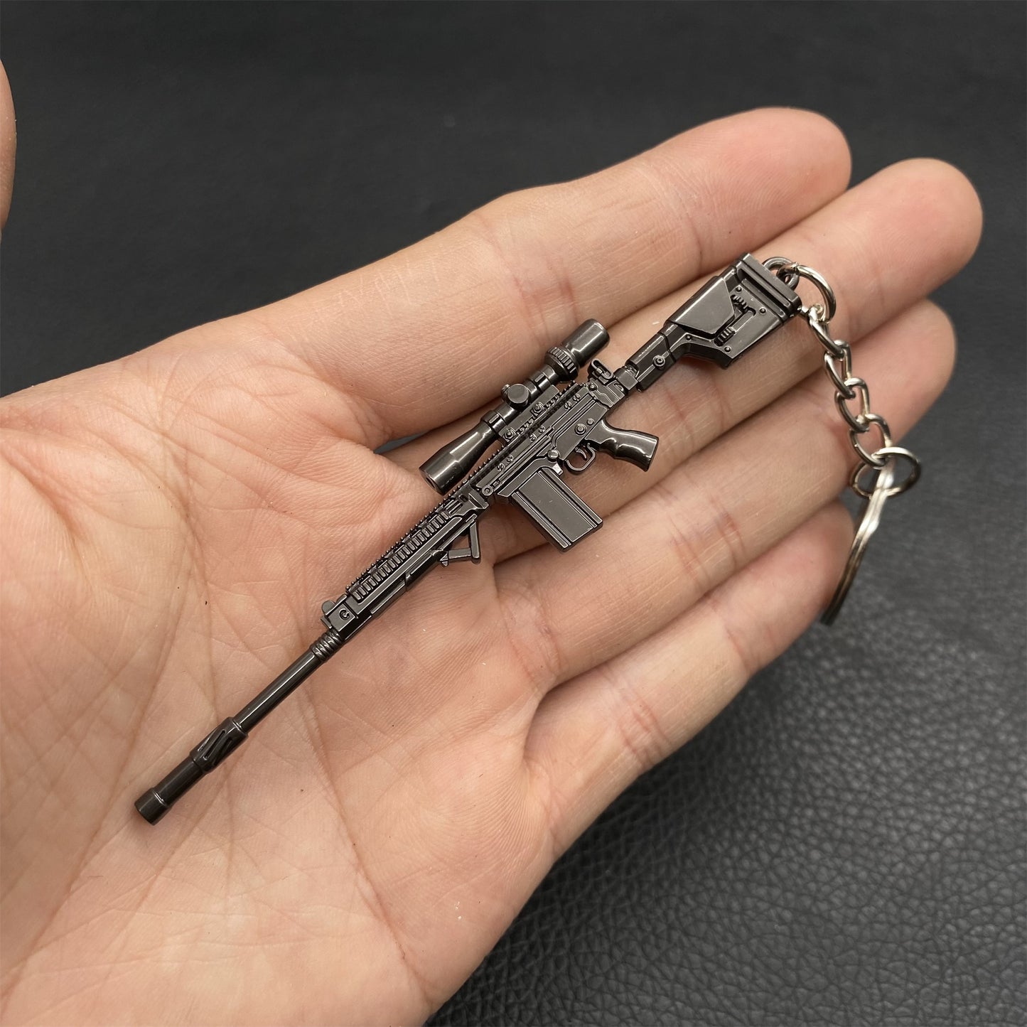 Tiny FAL Assault Metal Gun Keychain