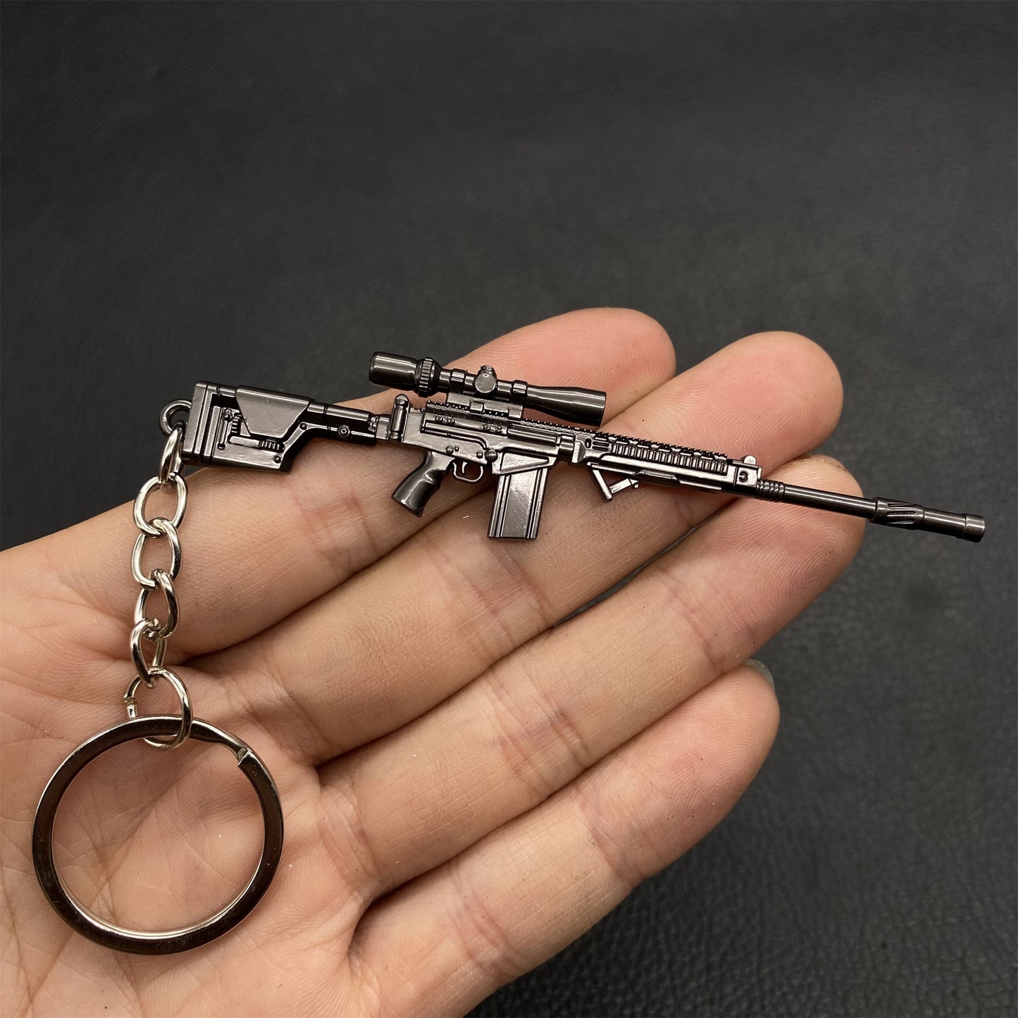 Tiny FAL Assault Metal Gun Keychain