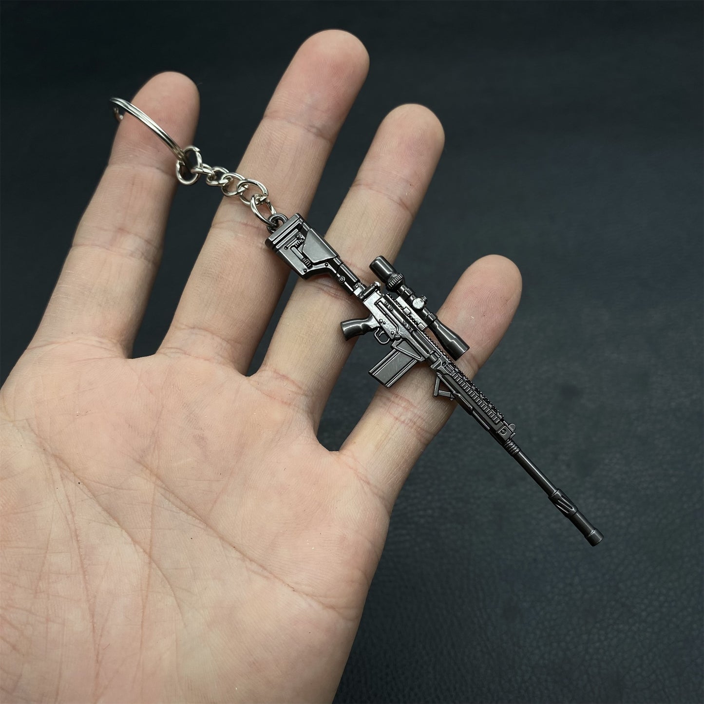 Tiny FAL Assault Metal Gun Keychain