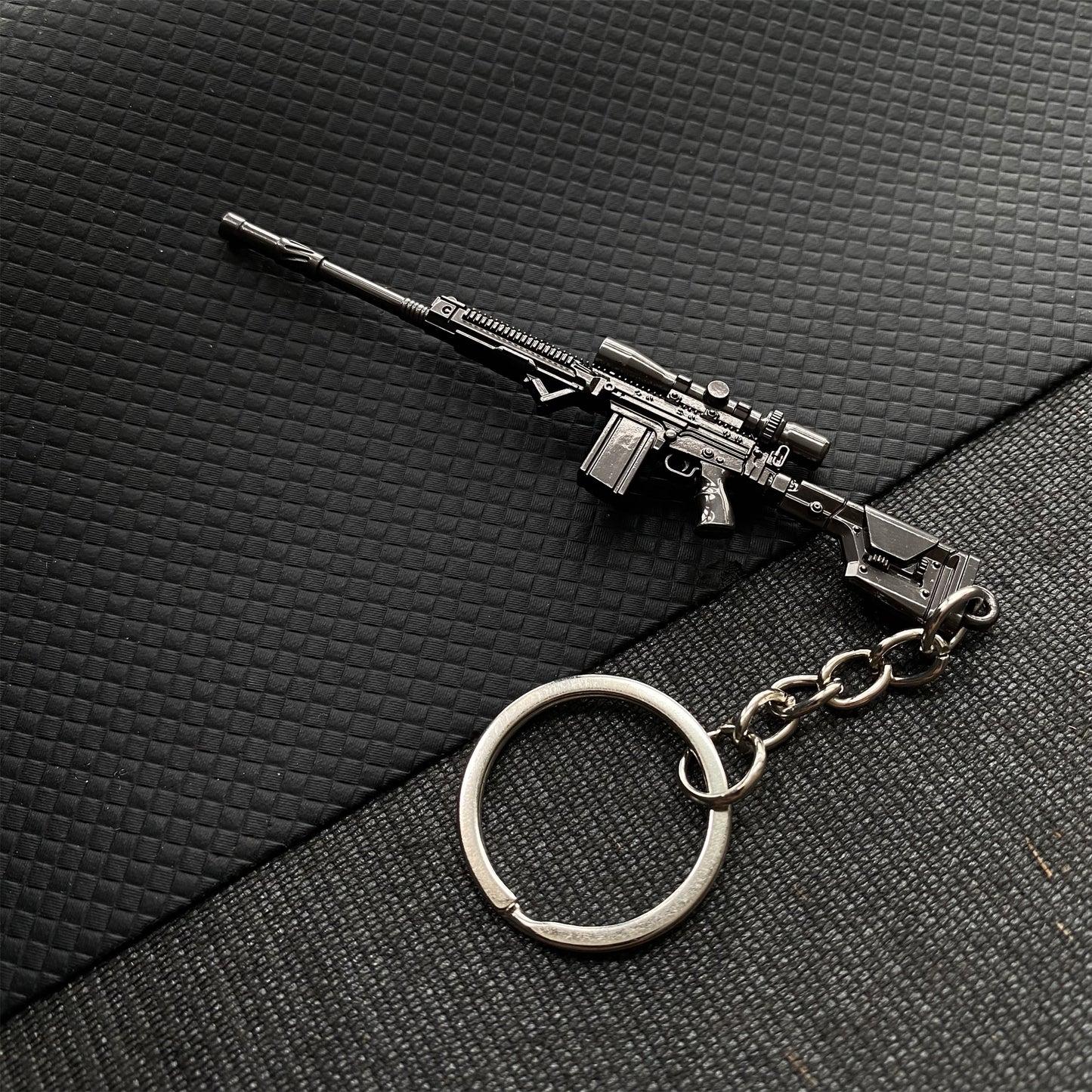 Tiny FAL Assault Metal Gun Keychain