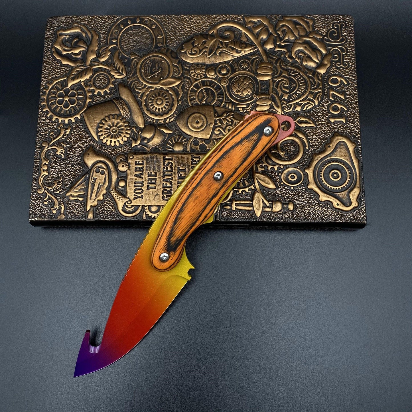 420 Steel CS2 Spectrum Fade Knife Collectible Model Outdoor Camping Knife
