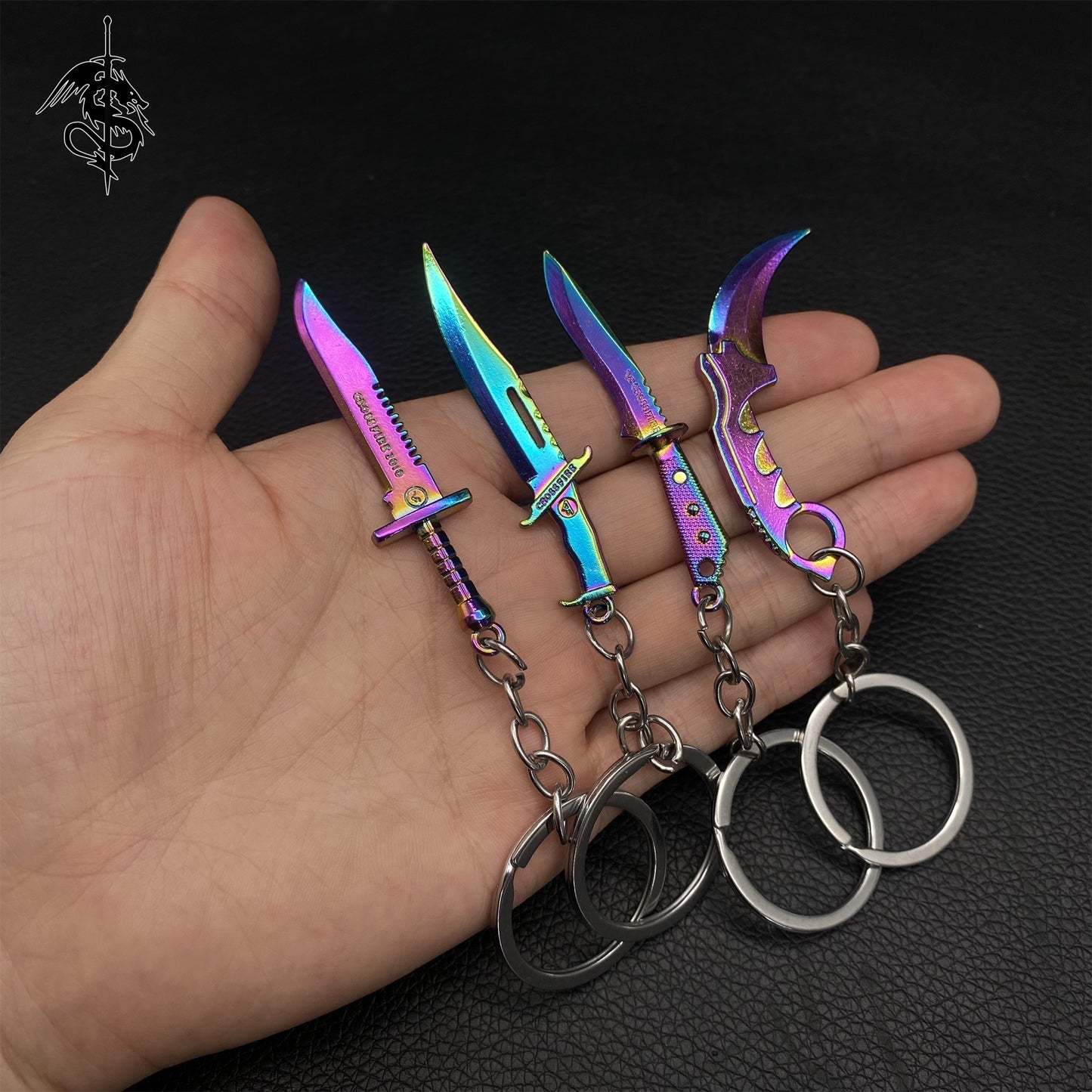 Fade Skin Balisong & Stickers & 4 Keychains &Random 1 AK With Gift Case