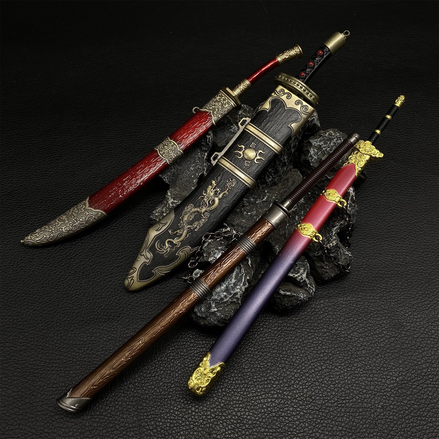 Chinese Ancient Famous Sword Metal Replica 4 In 1 Pack