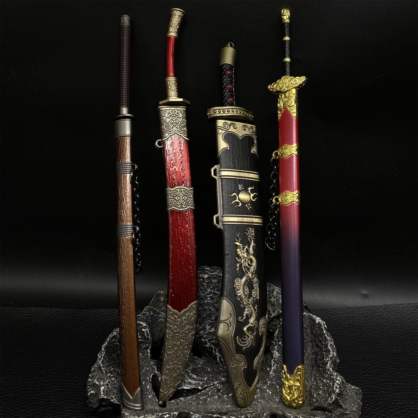 Chinese Ancient Famous Sword Metal Replica 4 In 1 Pack