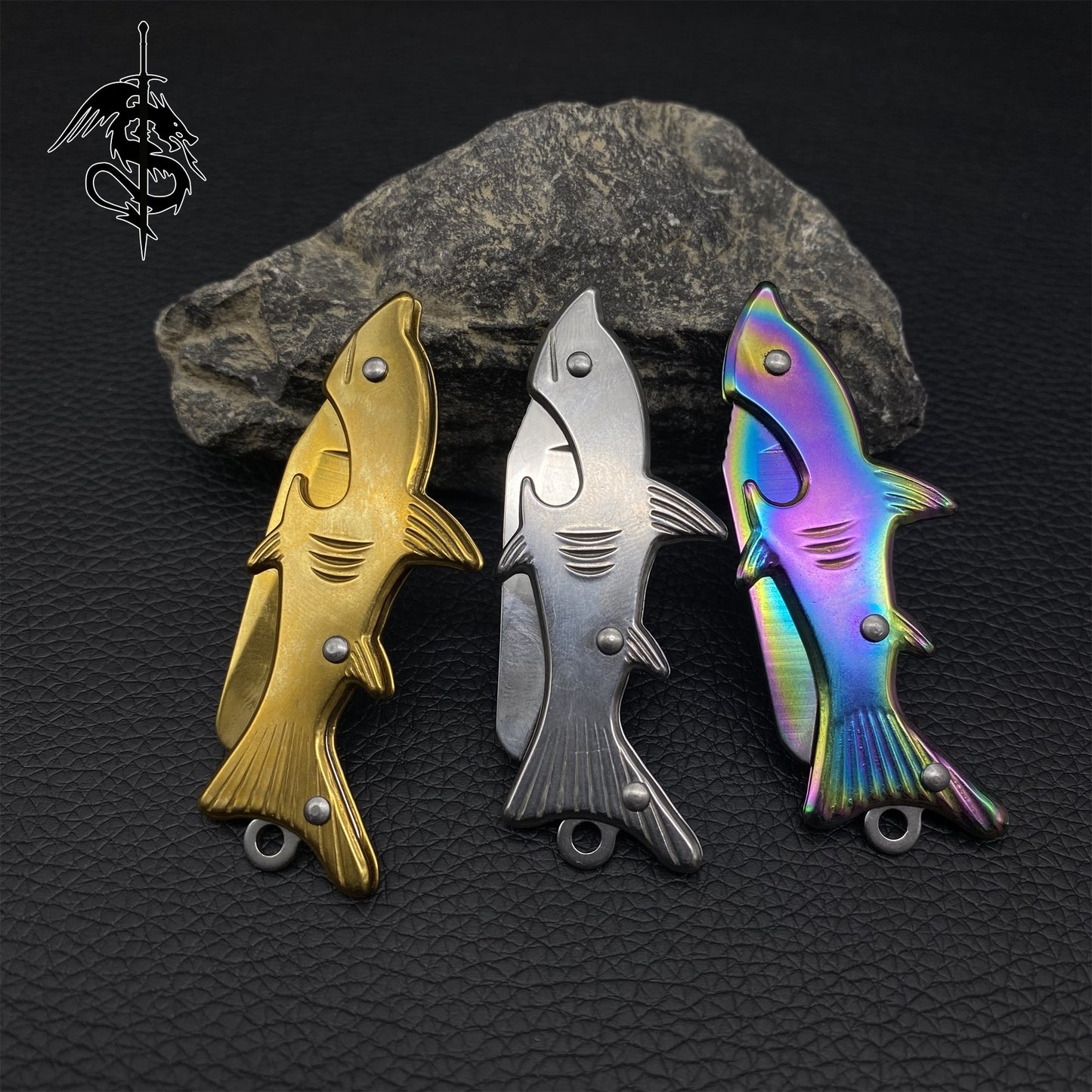 Steel Fish Handle Creative EDC Knife 3 Pcs USA Stock