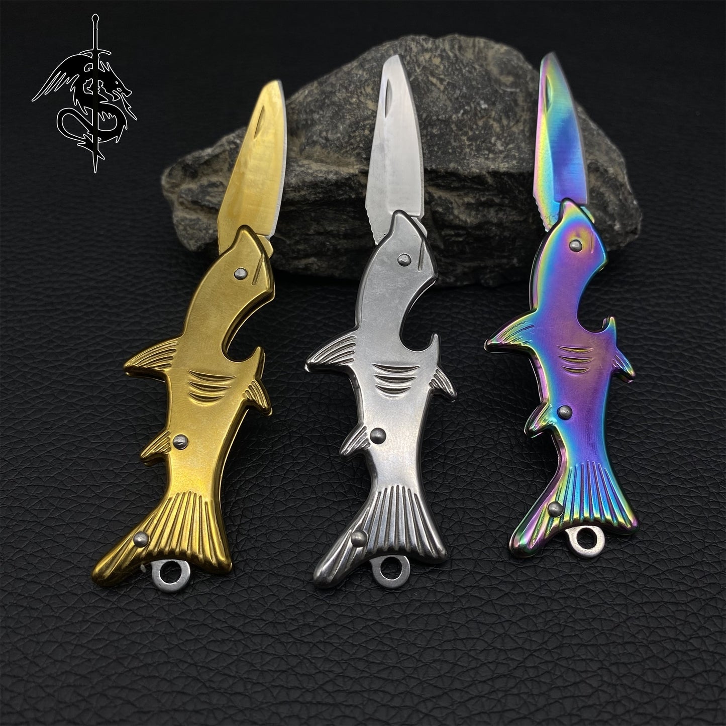 Steel Fish Handle Creative EDC Knife 3 Pcs USA Stock