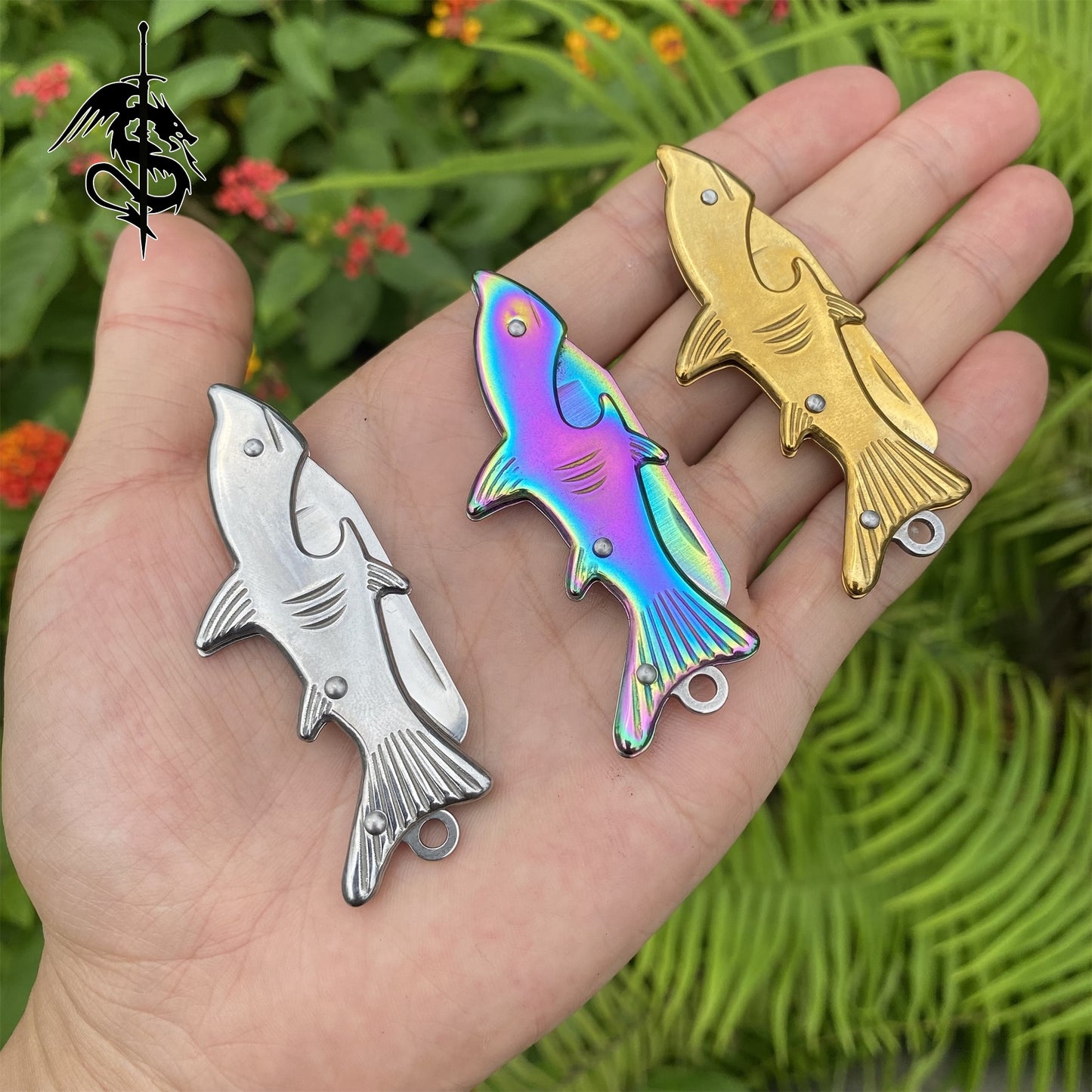 Steel Fish Handle Creative EDC Knife 3 Pcs USA Stock