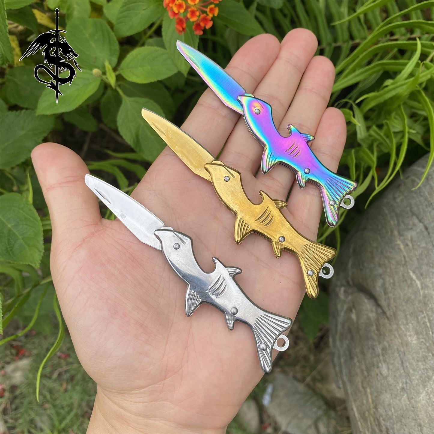 Steel Fish Handle Creative EDC Knife 3 Pcs USA Stock