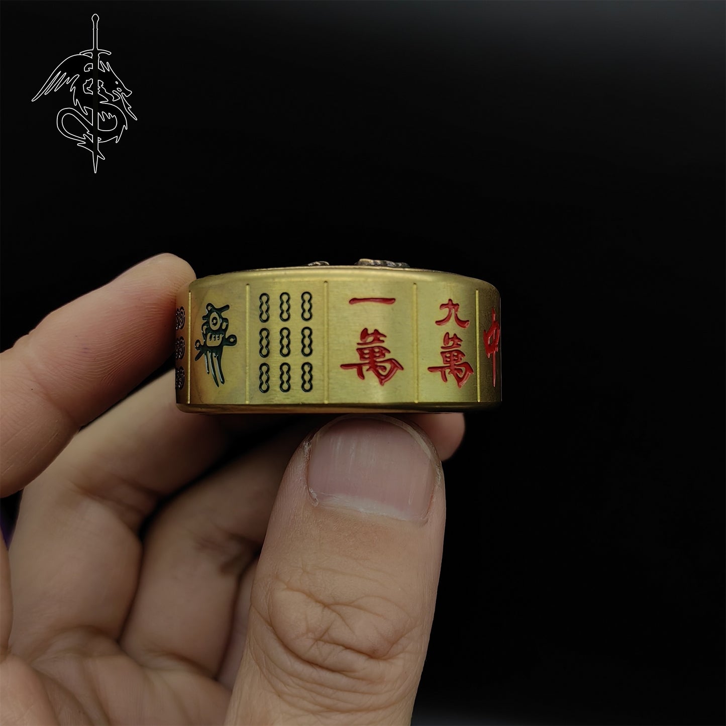 Brass Rotating Fidget Spinner Fun Mahjong Decompression Toy