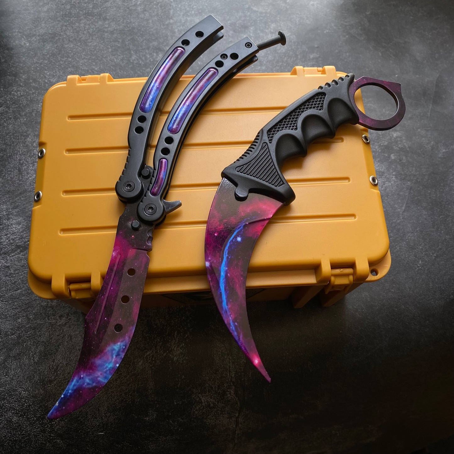 Galaxy Skin Karambit Trainer & Balisong Knife Gift Case