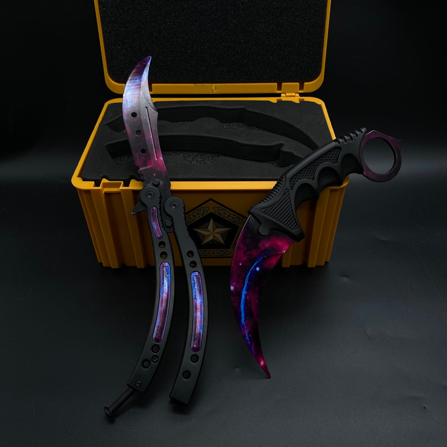 Galaxy Skin Karambit Trainer & Balisong Knife Gift Case
