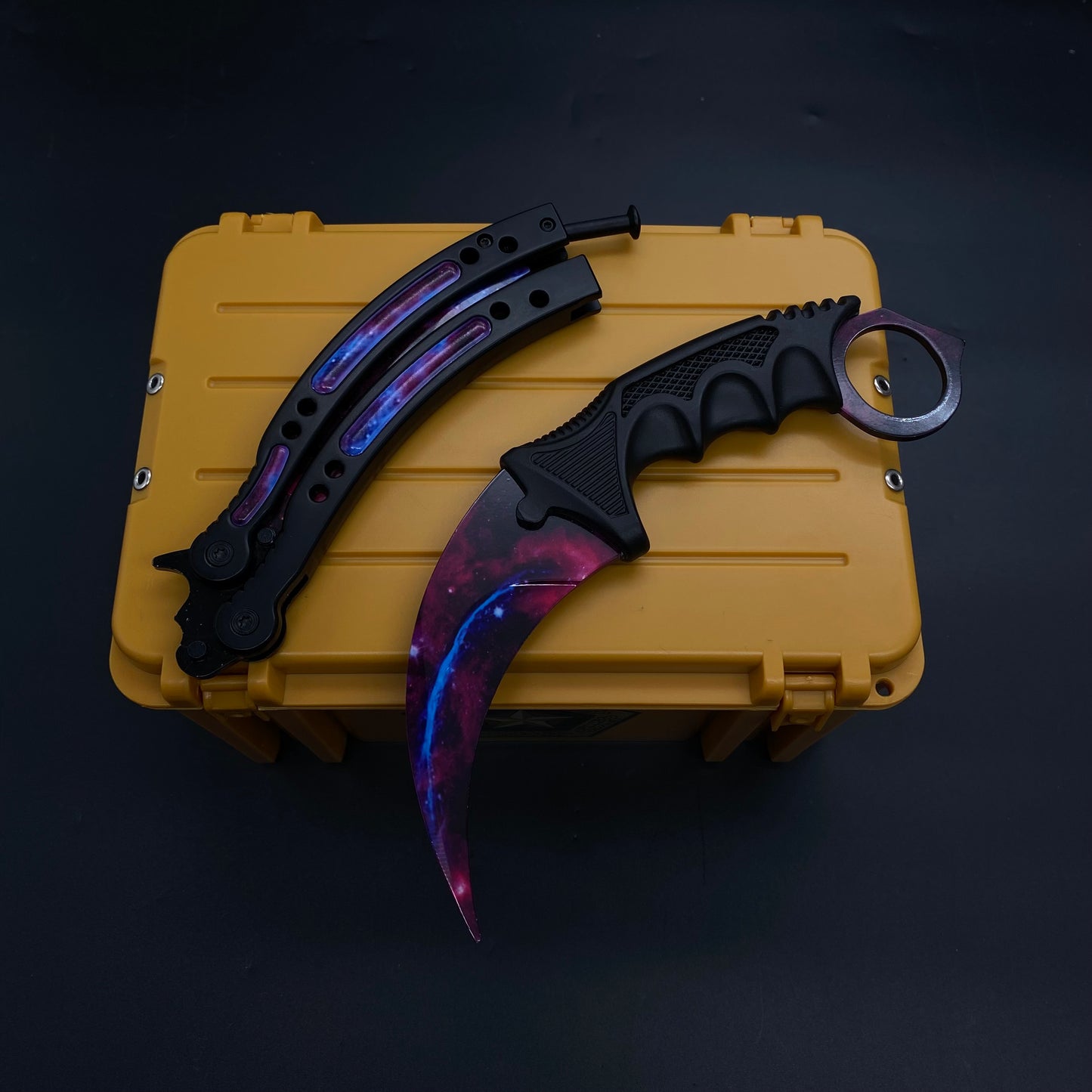 Galaxy Skin Karambit Trainer & Balisong Knife Gift Case