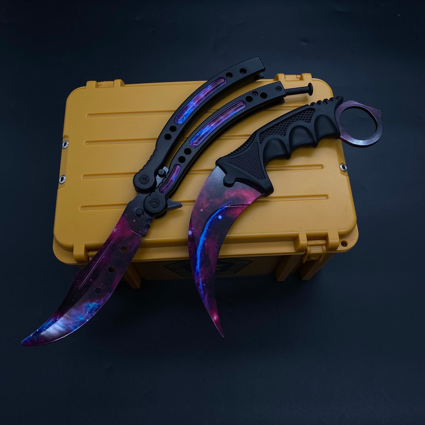 Galaxy Skin Karambit Trainer & Balisong Knife Gift Case
