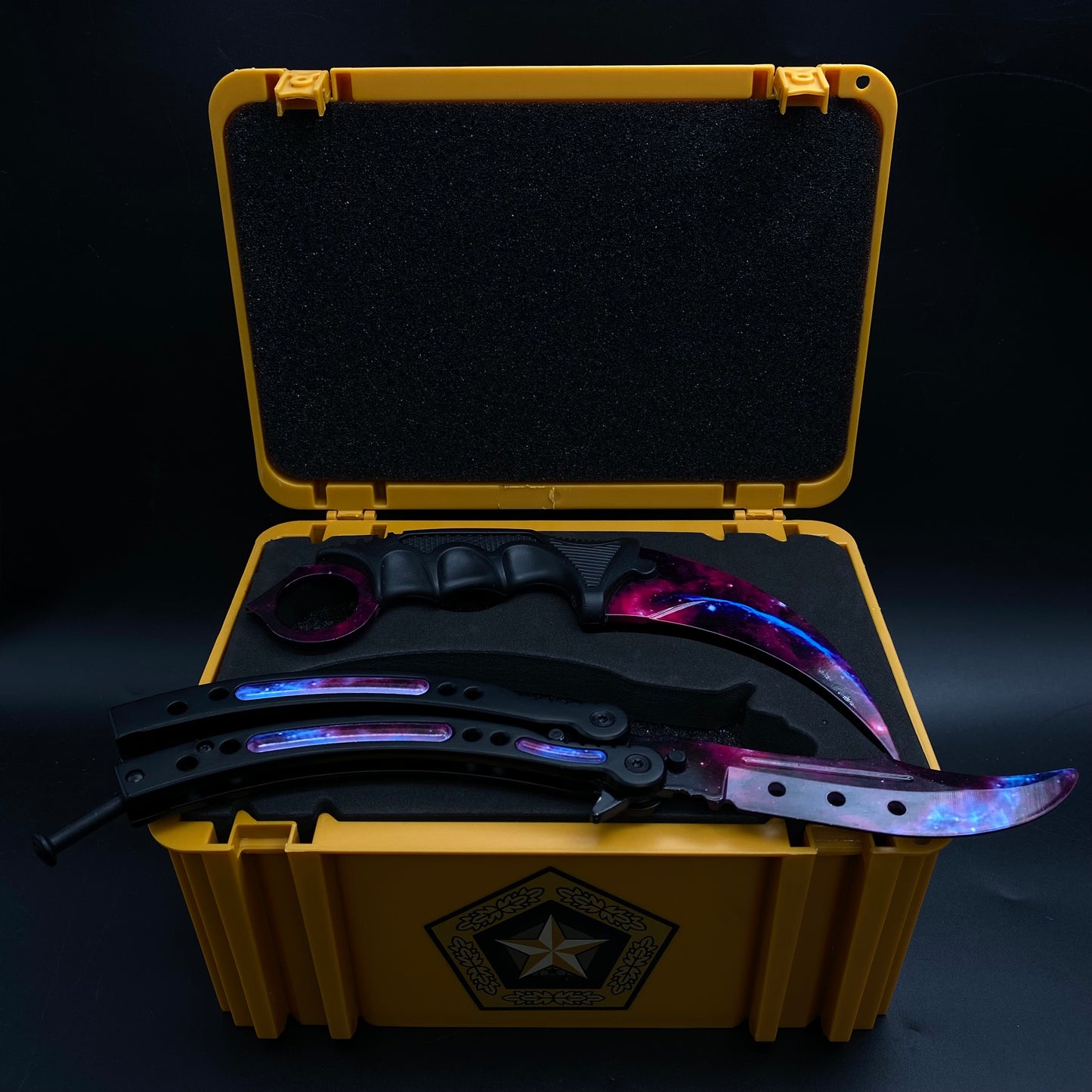 Galaxy Skin Karambit Trainer & Balisong Knife Gift Case