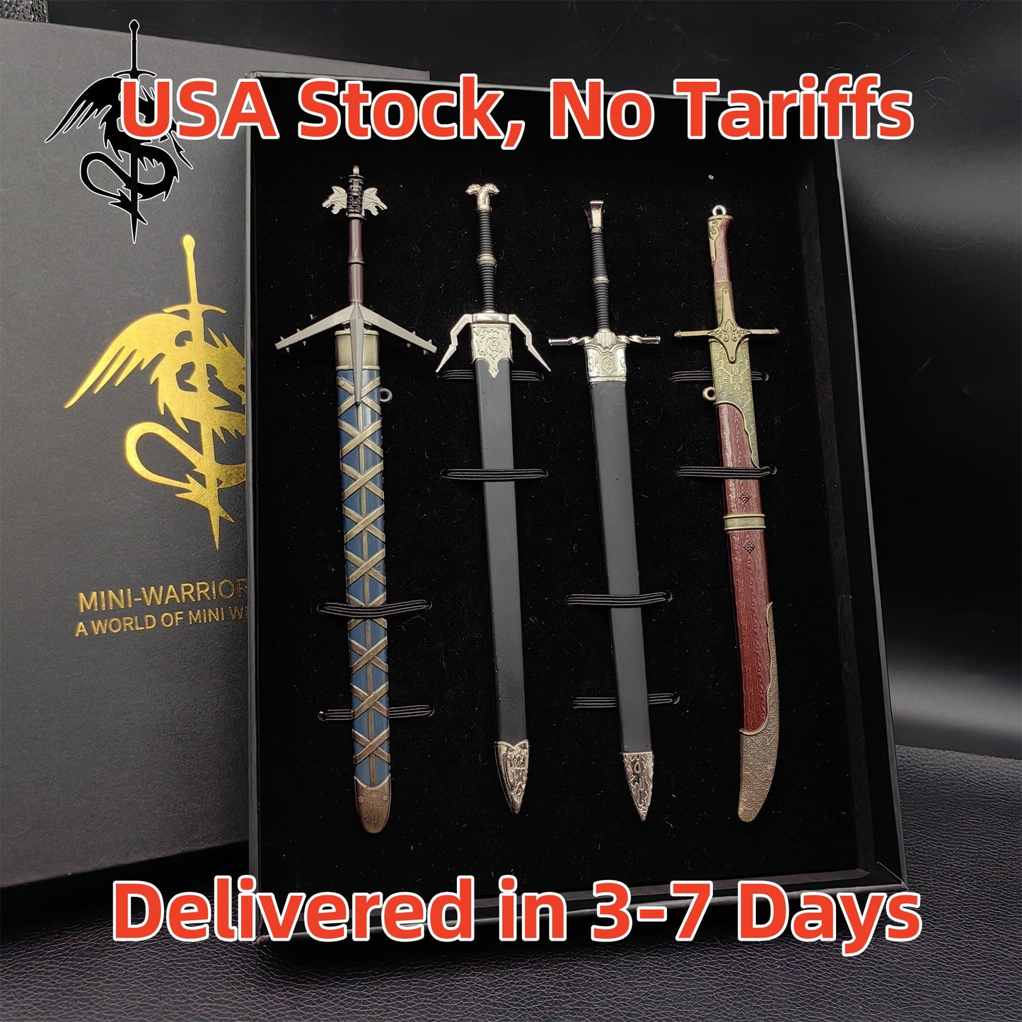 Geralt Of Rivia Sword Metal Miniature 4 in 1 Gift Box USA Stock