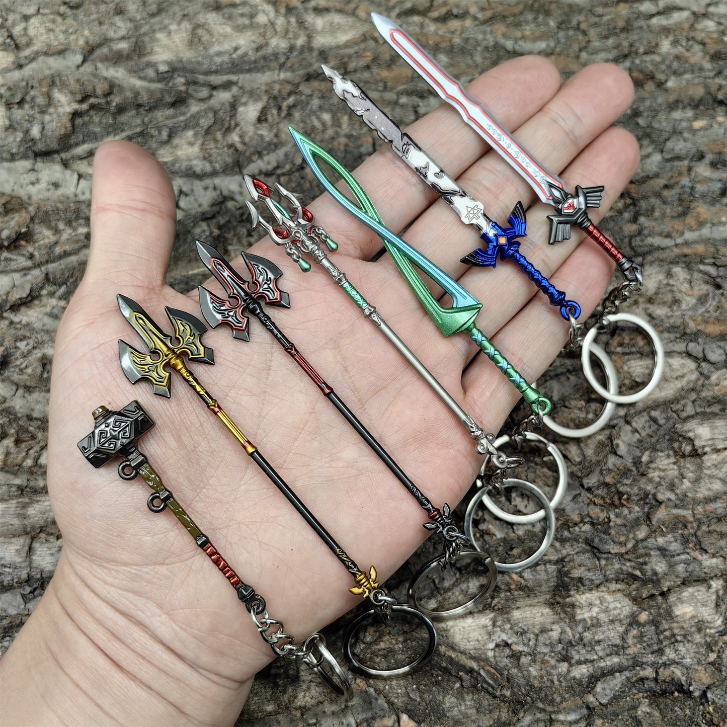 Metal Master Sword Weapon Keychain 7 In 1 Pack