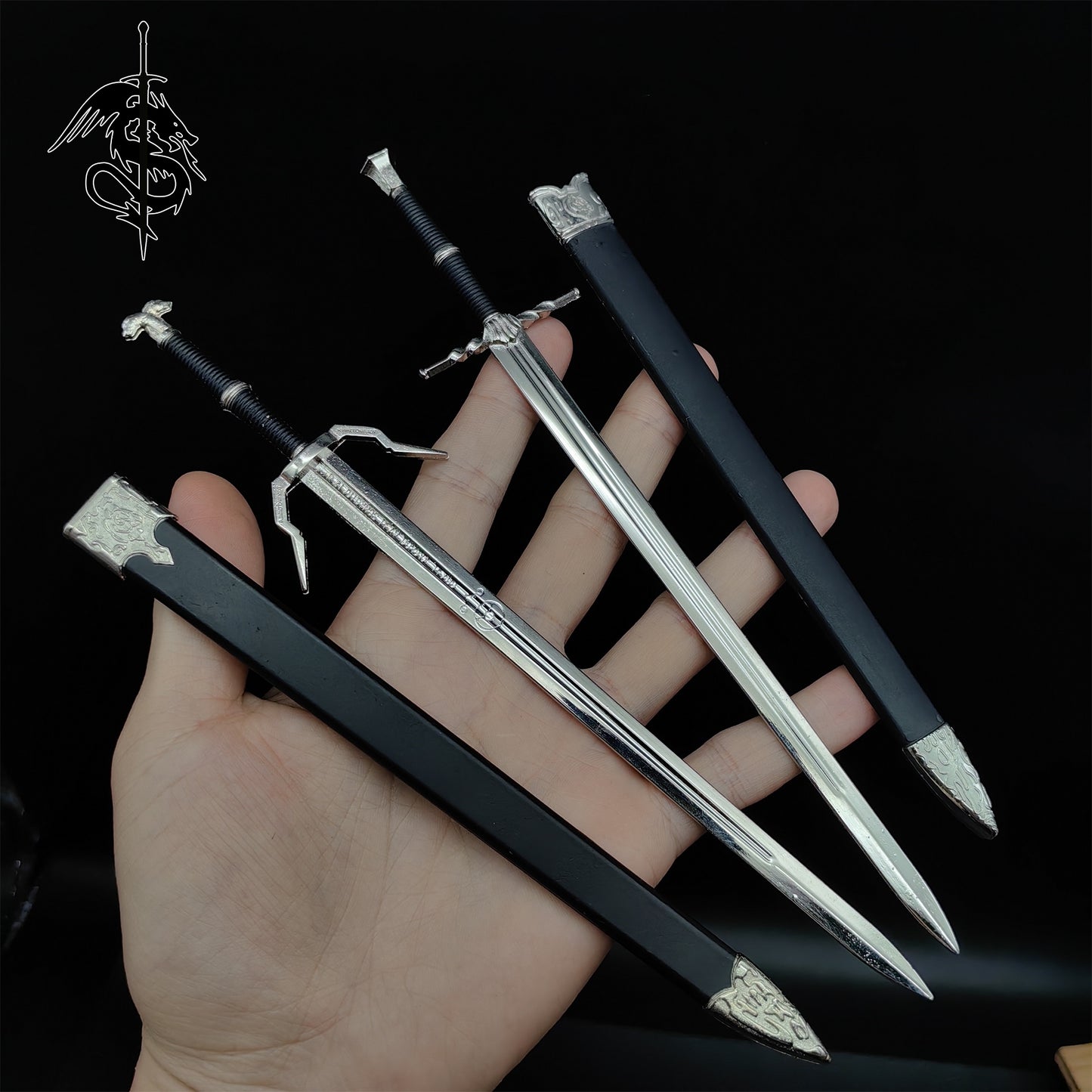 Geralt Of Rivia Steel Silver Sword Aerondight Alice Sword 4 in 1 Gift Box